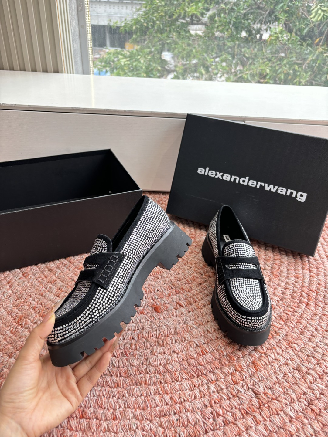 🌾G013顶级品质Alexander Wang aw carter亚历山大王 松糕厚底烫钻乐福鞋Jenn