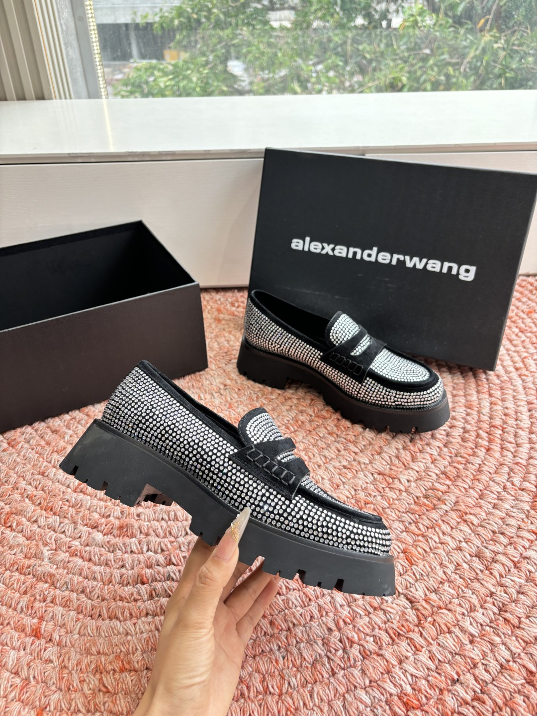 🌾G013顶级品质Alexander Wang aw carter亚历山大王 松糕厚底烫钻乐福鞋Jenn