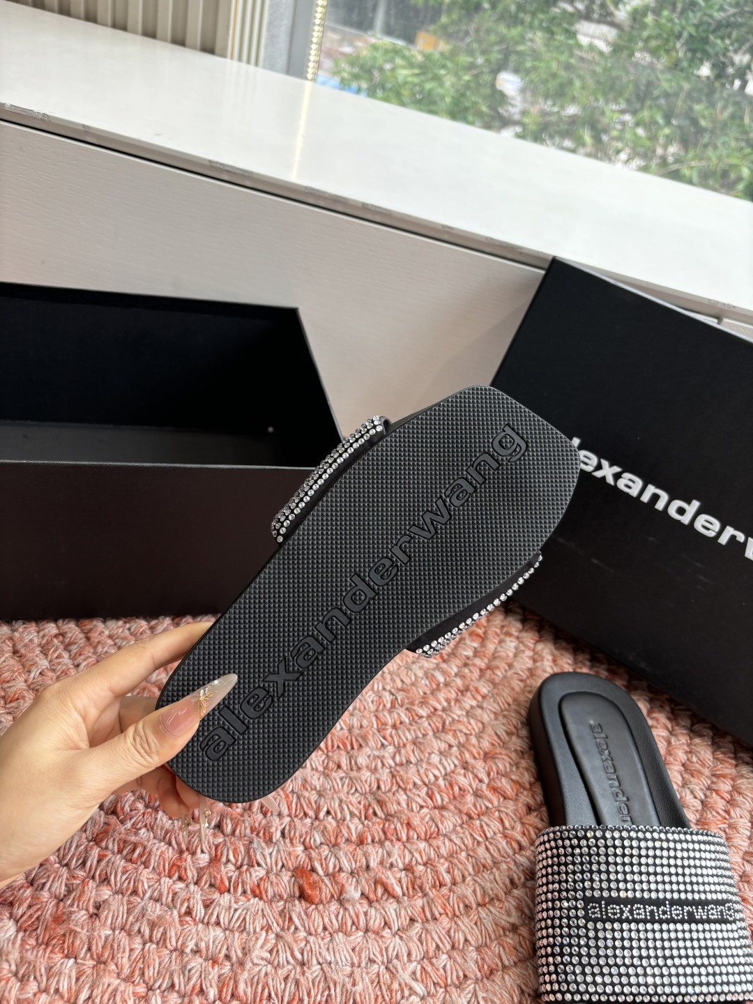 🌾G013顶级品质Alexander Wang aw carter亚历山大王 烫钻 拖鞋Jennie 大