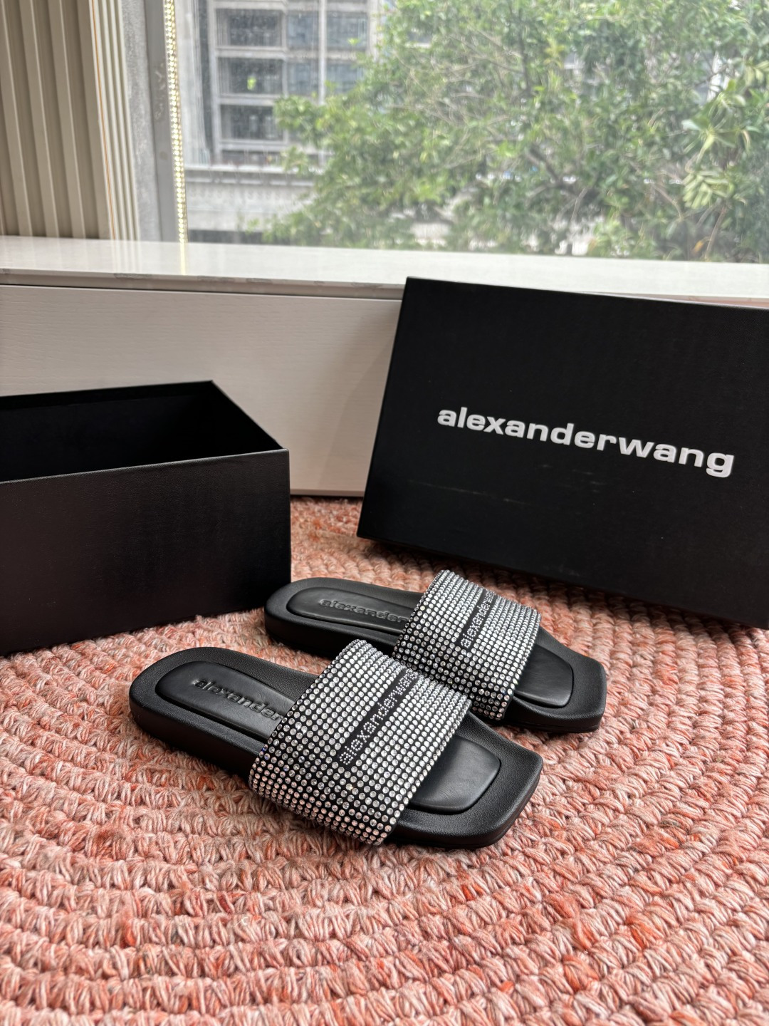 🌾G013顶级品质Alexander Wang aw carter亚历山大王 烫钻 拖鞋Jennie 大