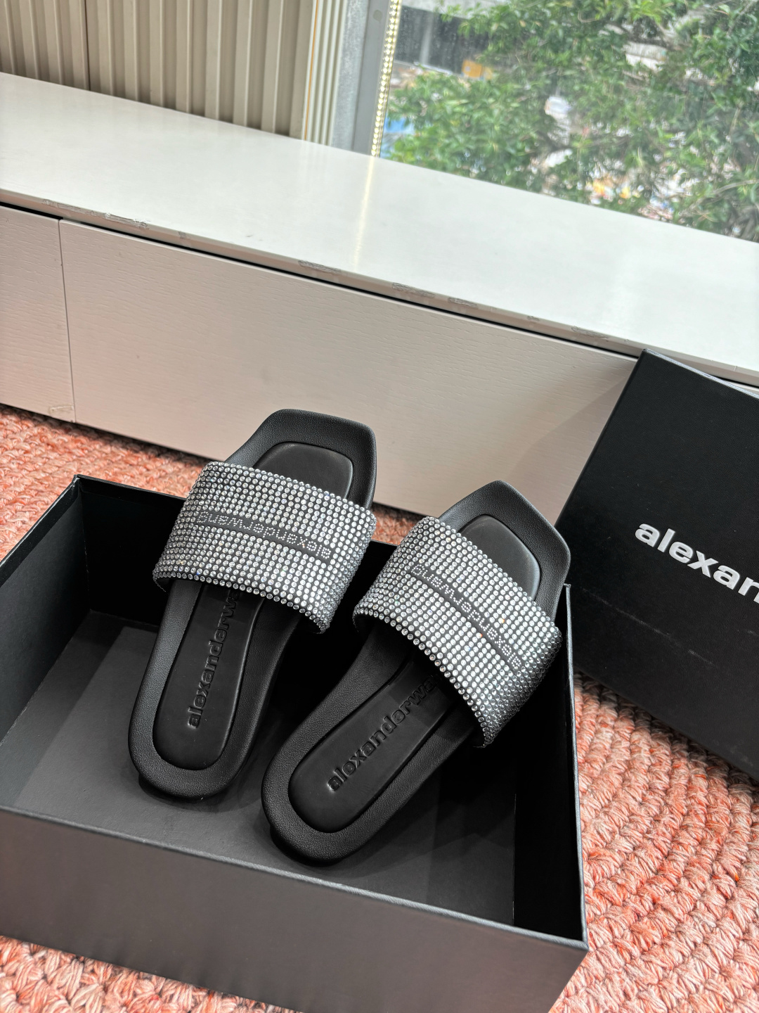 🌾G013顶级品质Alexander Wang aw carter亚历山大王 烫钻 拖鞋Jennie 大