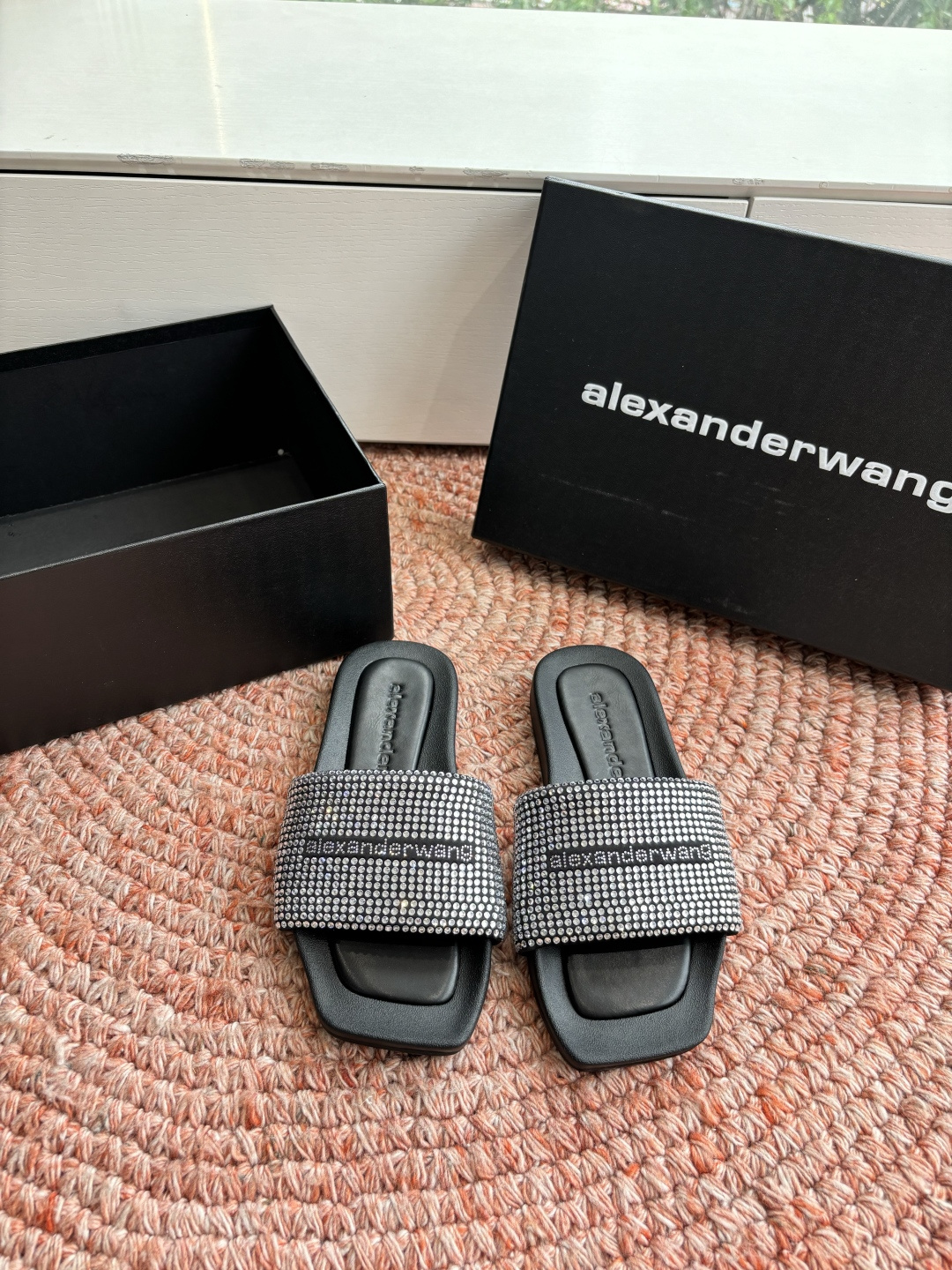 🌾G013顶级品质Alexander Wang aw carter亚历山大王 烫钻 拖鞋Jennie 大