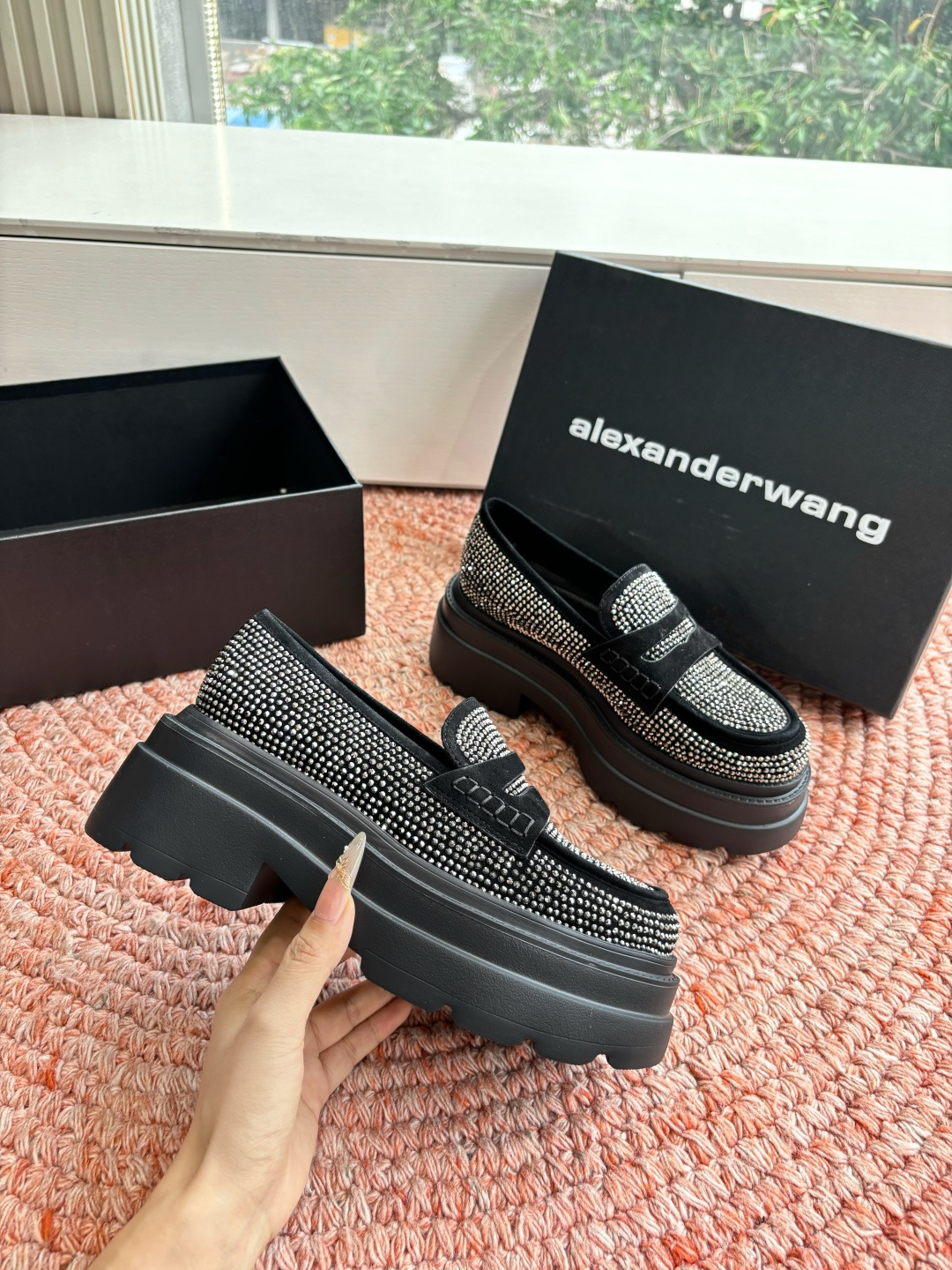 🌾G013顶级品质Alexander Wang aw carter亚历山大王 松糕厚底烫钻乐福鞋Jenn