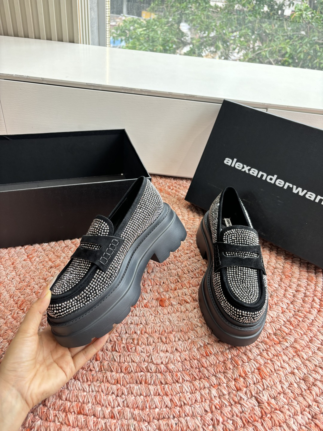 🌾G013顶级品质Alexander Wang aw carter亚历山大王 松糕厚底烫钻乐福鞋Jenn