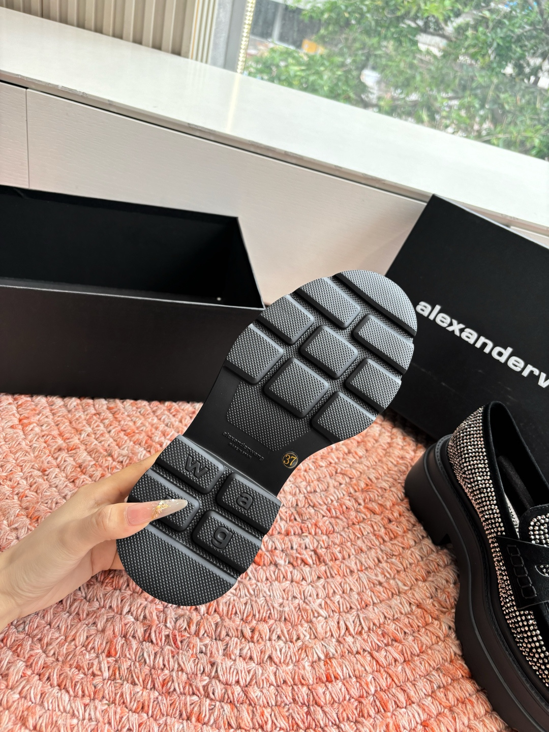 🌾G013顶级品质Alexander Wang aw carter亚历山大王 松糕厚底烫钻乐福鞋Jenn