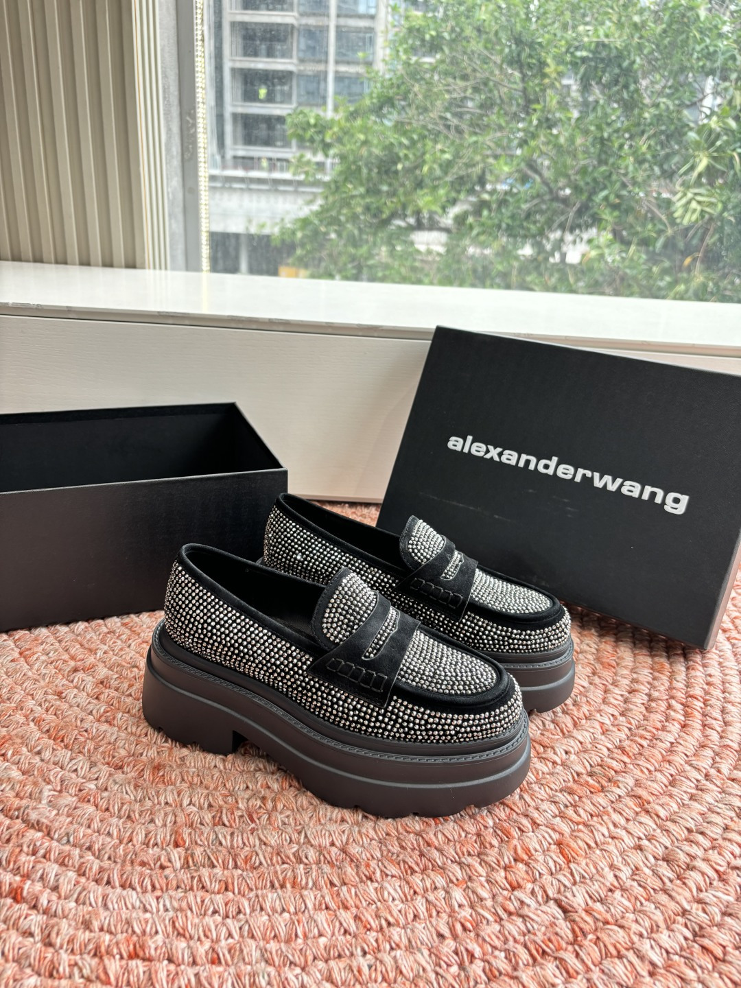 🌾G013顶级品质Alexander Wang aw carter亚历山大王 松糕厚底烫钻乐福鞋Jenn