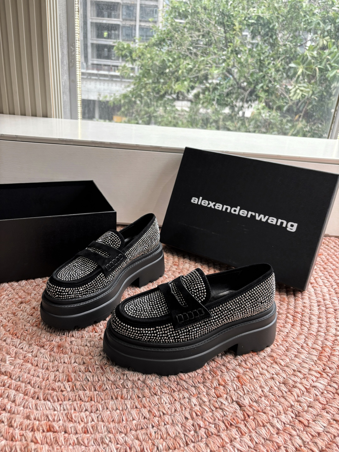 🌾G013顶级品质Alexander Wang aw carter亚历山大王 松糕厚底烫钻乐福鞋Jenn