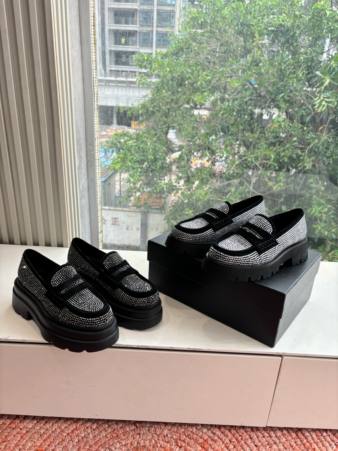 🌾G013顶级品质Alexander Wang aw carter亚历山大王 松糕厚底烫钻乐福鞋Jenn