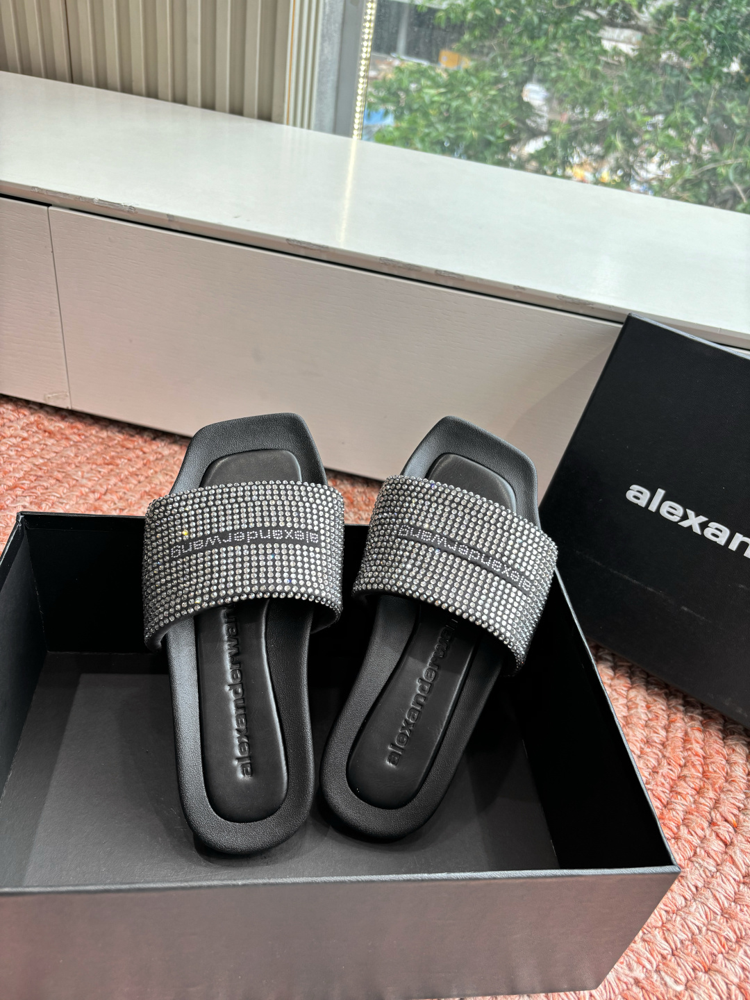 🌾G013顶级品质Alexander Wang aw carter亚历山大王 烫钻 拖鞋Jennie 大