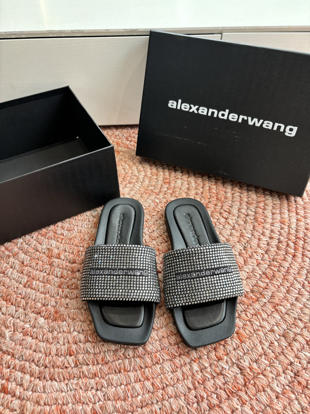 🌾G013顶级品质Alexander Wang aw carter亚历山大王 烫钻 拖鞋Jennie 大