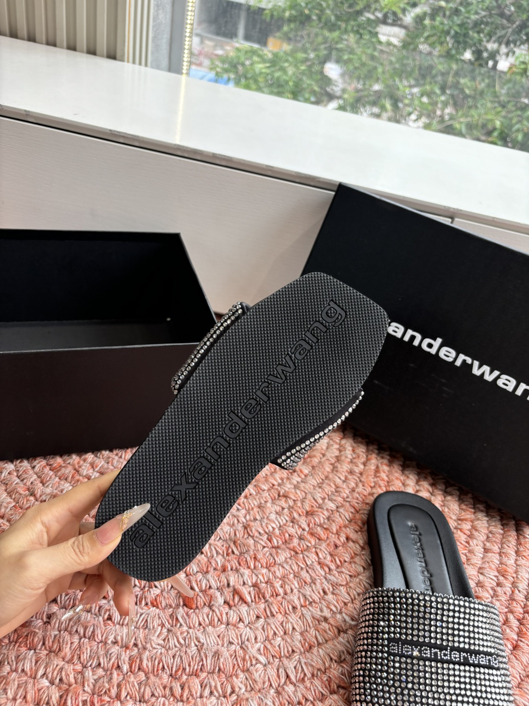 🌾G013顶级品质Alexander Wang aw carter亚历山大王 烫钻 拖鞋Jennie 大