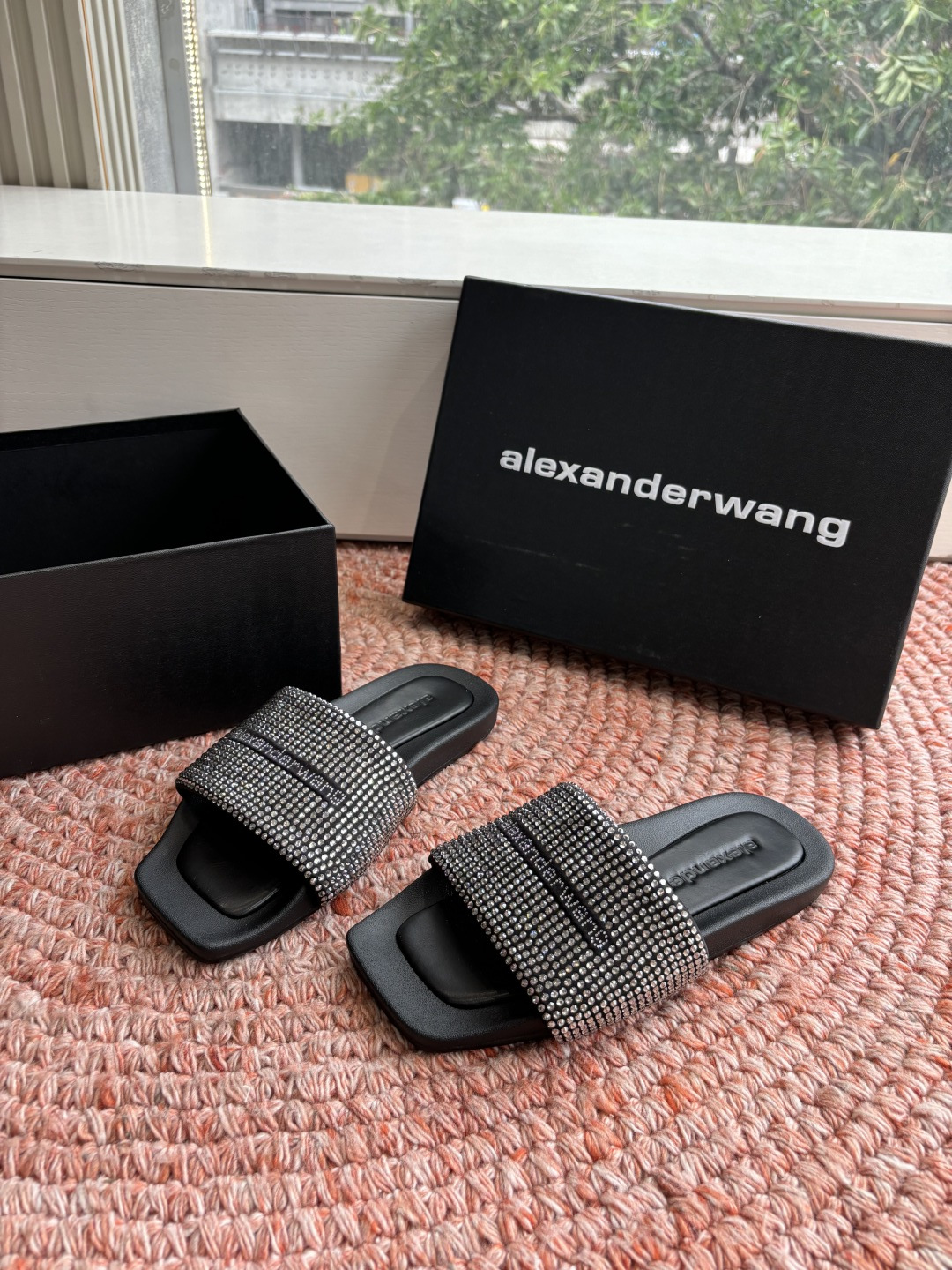 🌾G013顶级品质Alexander Wang aw carter亚历山大王 烫钻 拖鞋Jennie 大