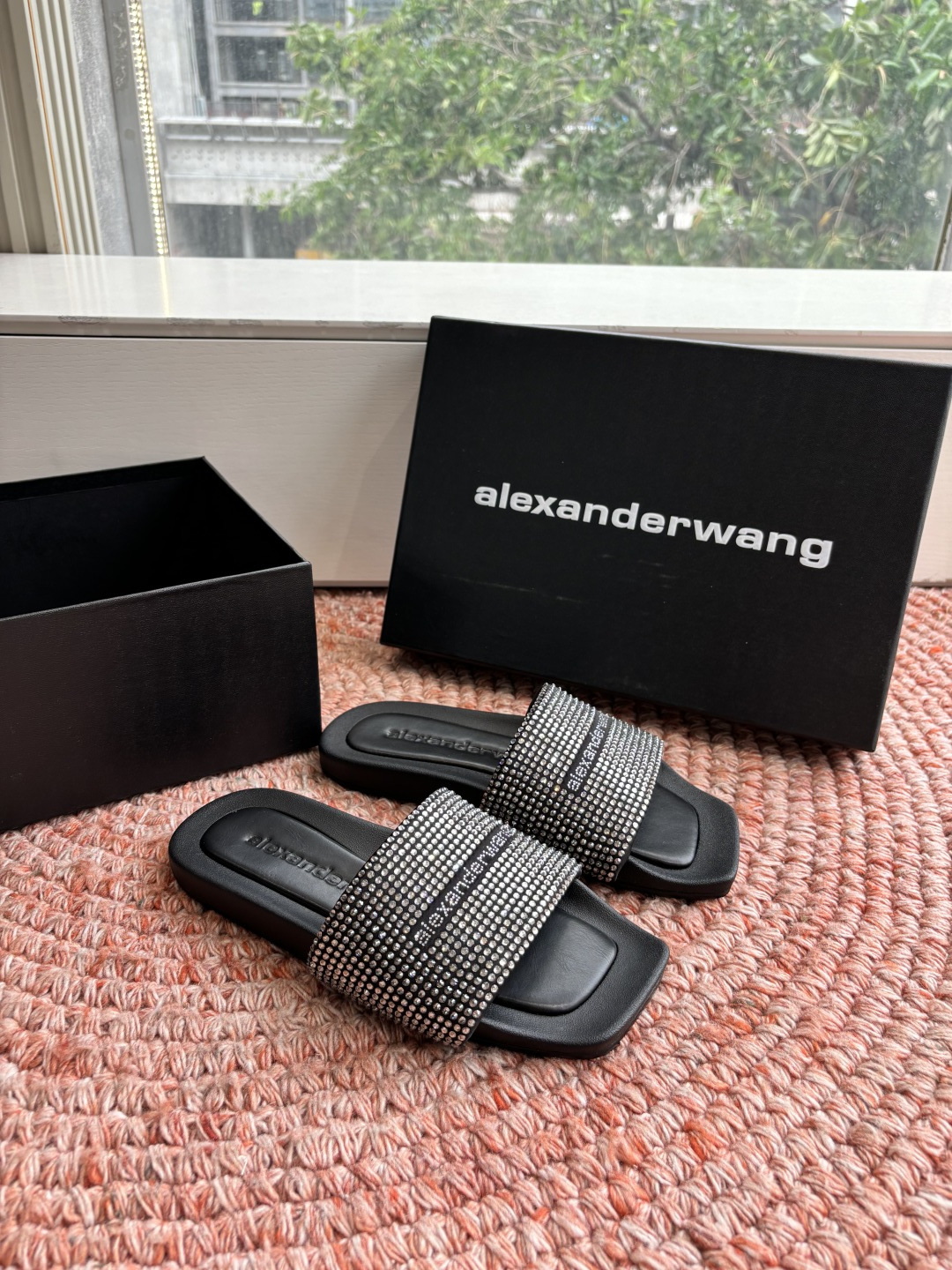 🌾G013顶级品质Alexander Wang aw carter亚历山大王 烫钻 拖鞋Jennie 大