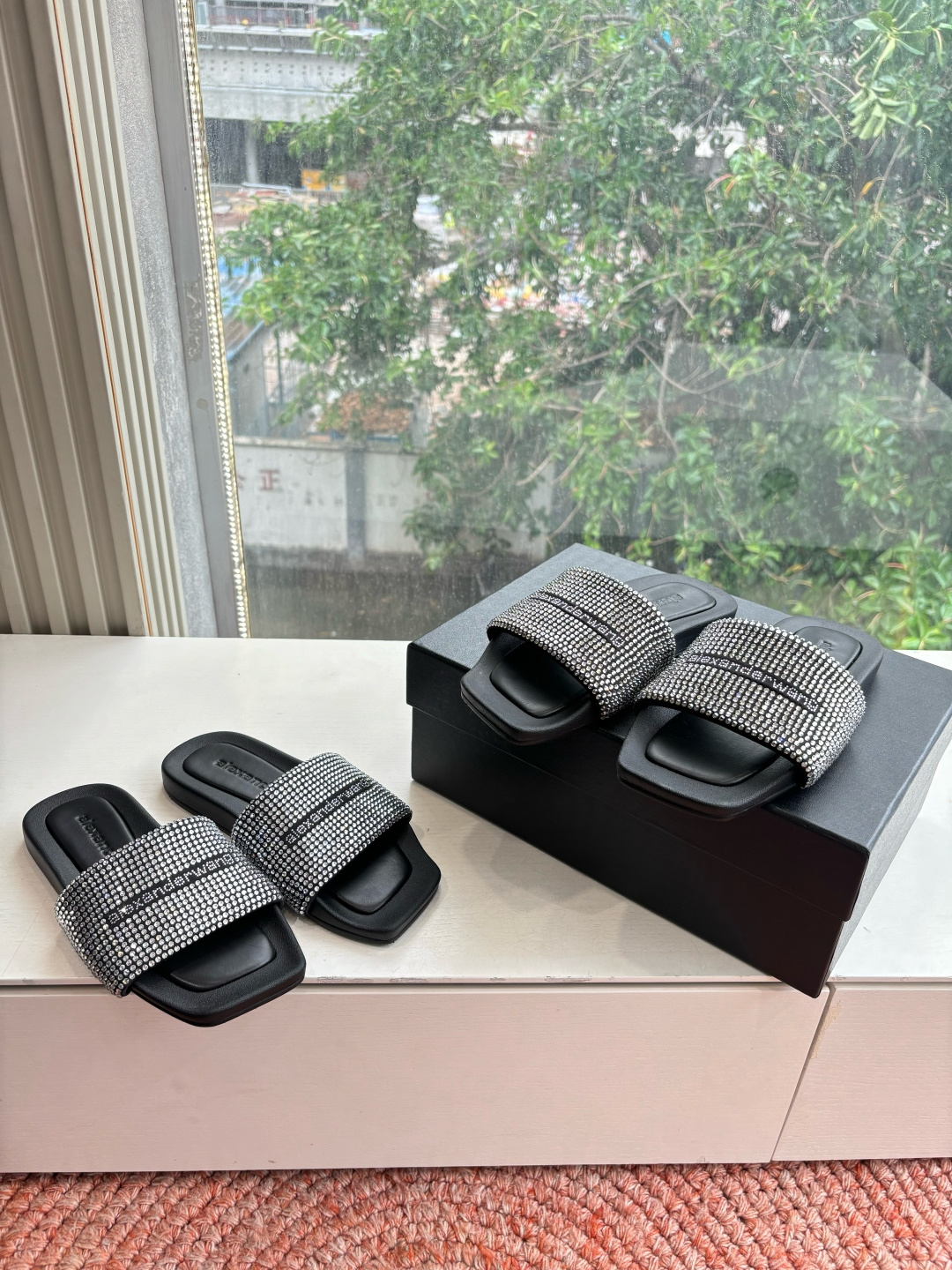 🌾G013顶级品质Alexander Wang aw carter亚历山大王 烫钻 拖鞋Jennie 大