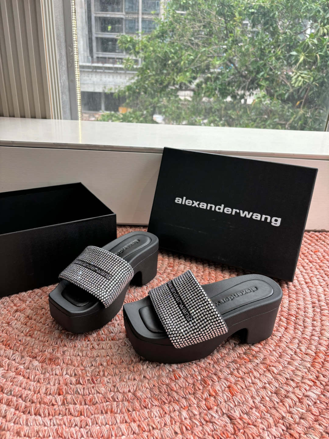 🌾G013顶级品质Alexander Wang aw carter亚历山大王 烫钻 拖鞋Jennie 大