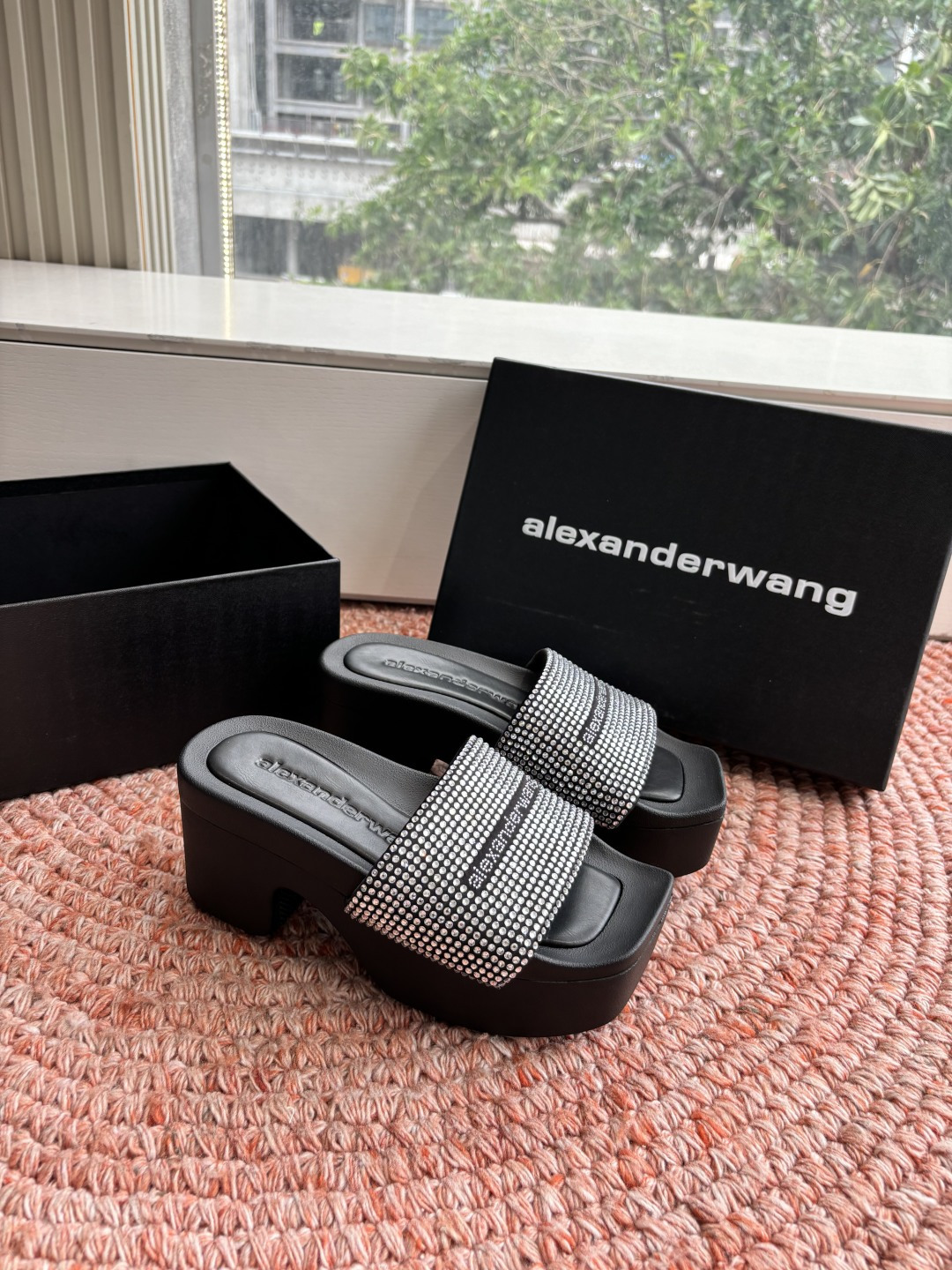 🌾G013顶级品质Alexander Wang aw carter亚历山大王 烫钻 拖鞋Jennie 大