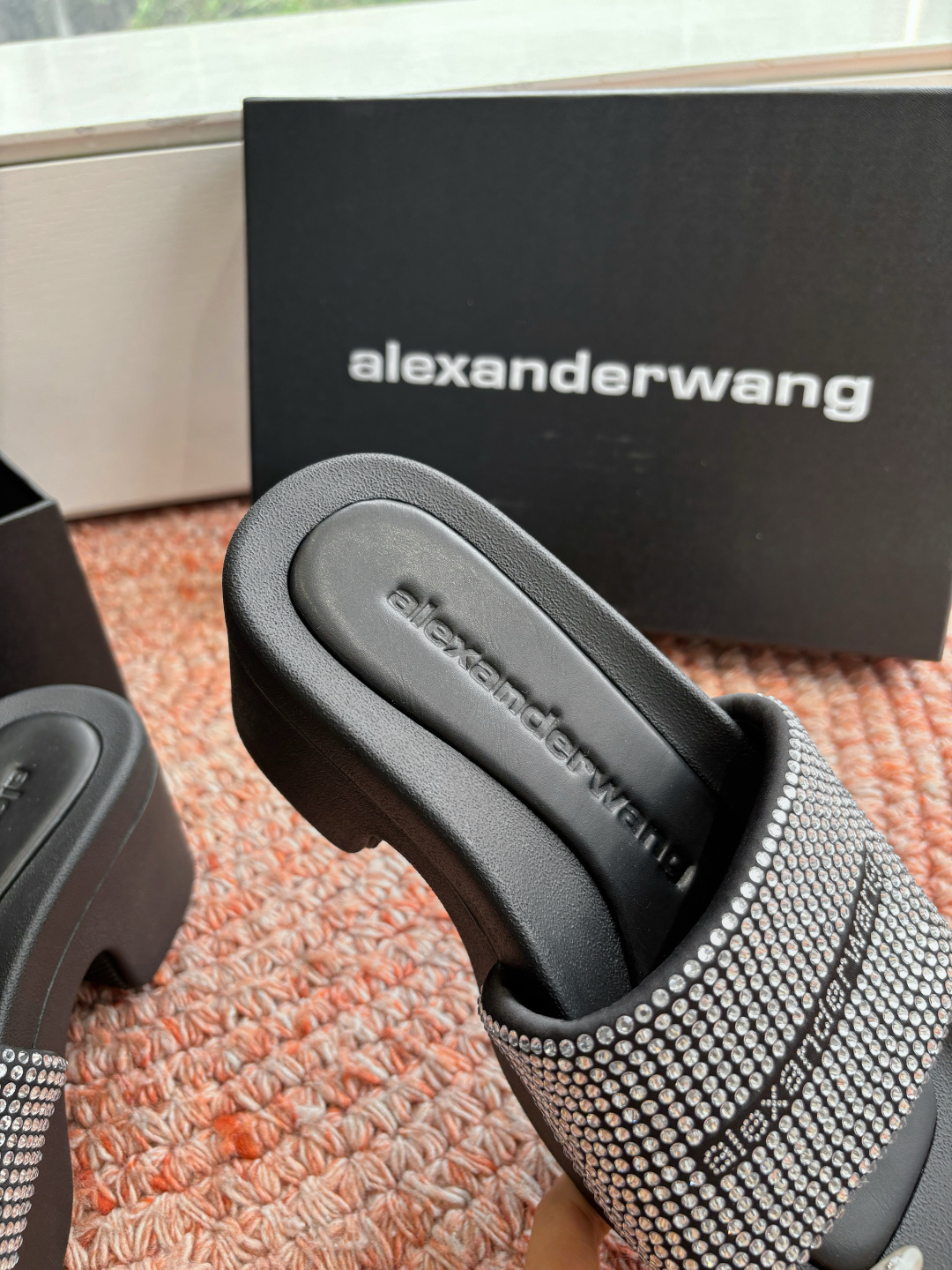 🌾G013顶级品质Alexander Wang aw carter亚历山大王 烫钻 拖鞋Jennie 大