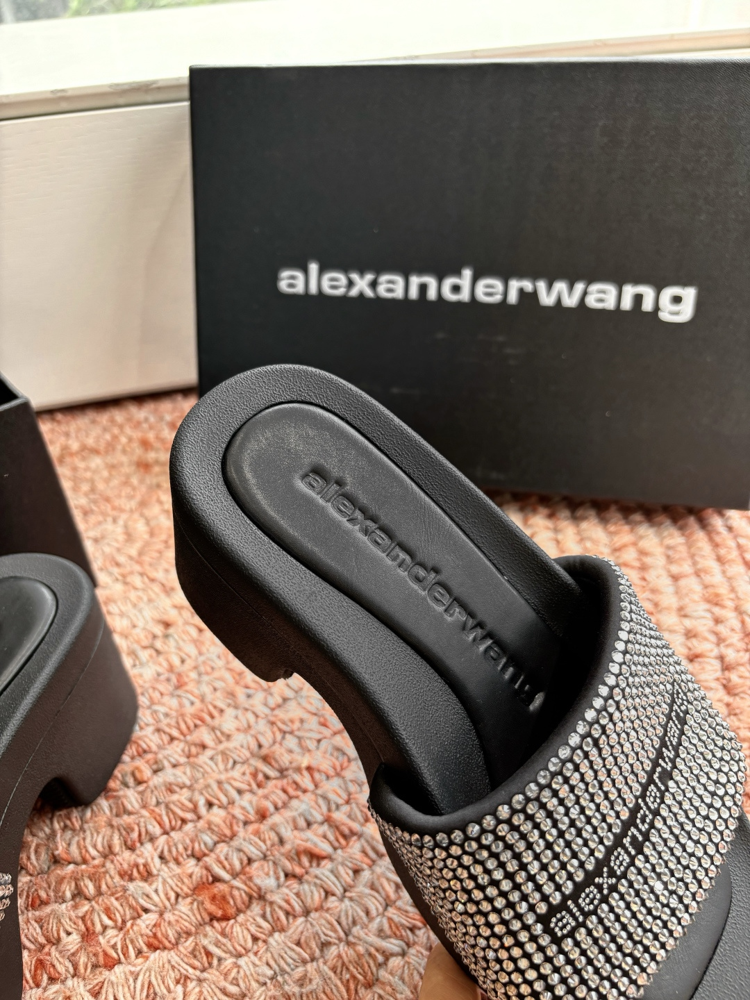 🌾G013顶级品质Alexander Wang aw carter亚历山大王 烫钻 拖鞋Jennie 大