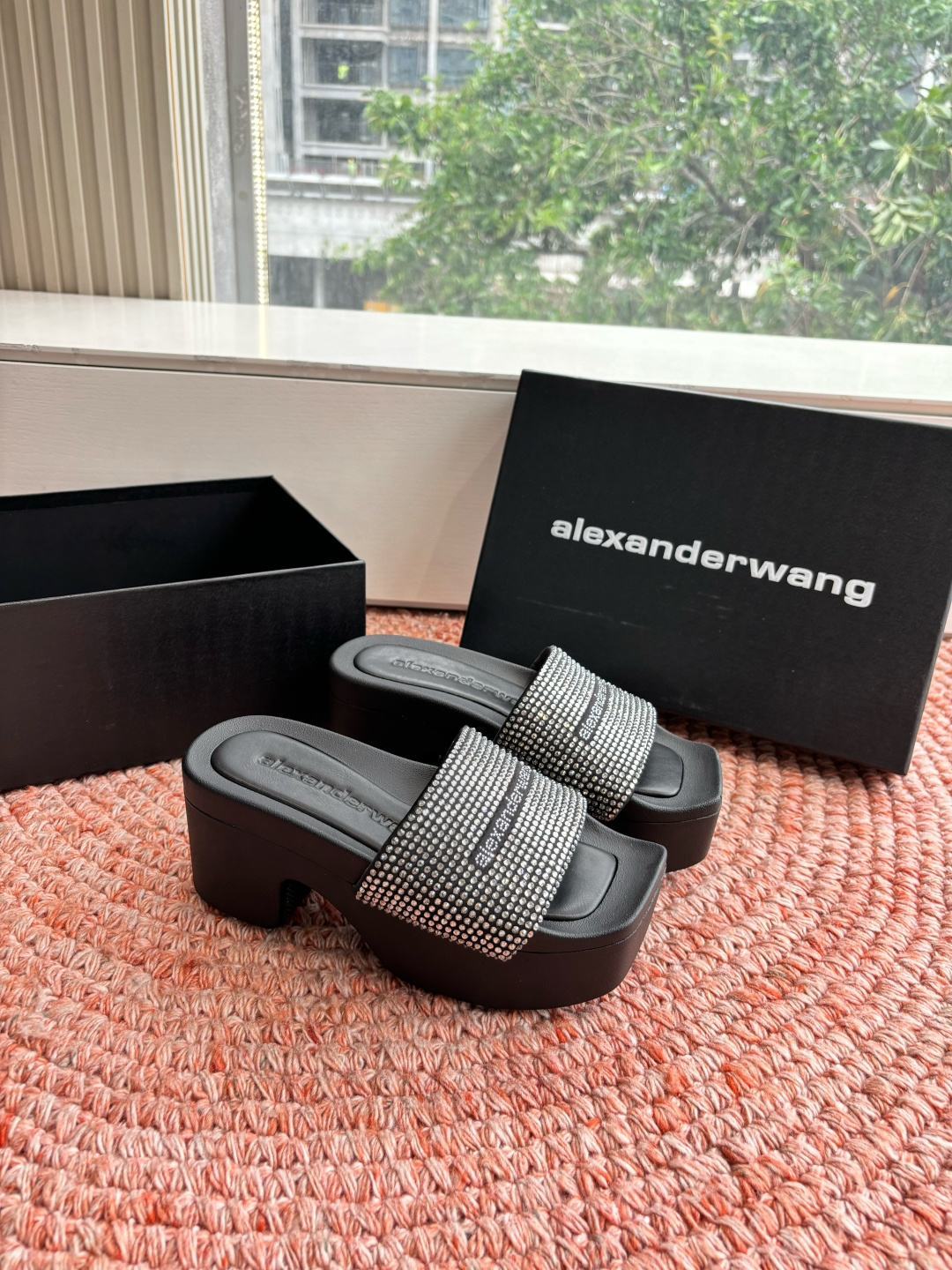 🌾G013顶级品质Alexander Wang aw carter亚历山大王 烫钻 拖鞋Jennie 大