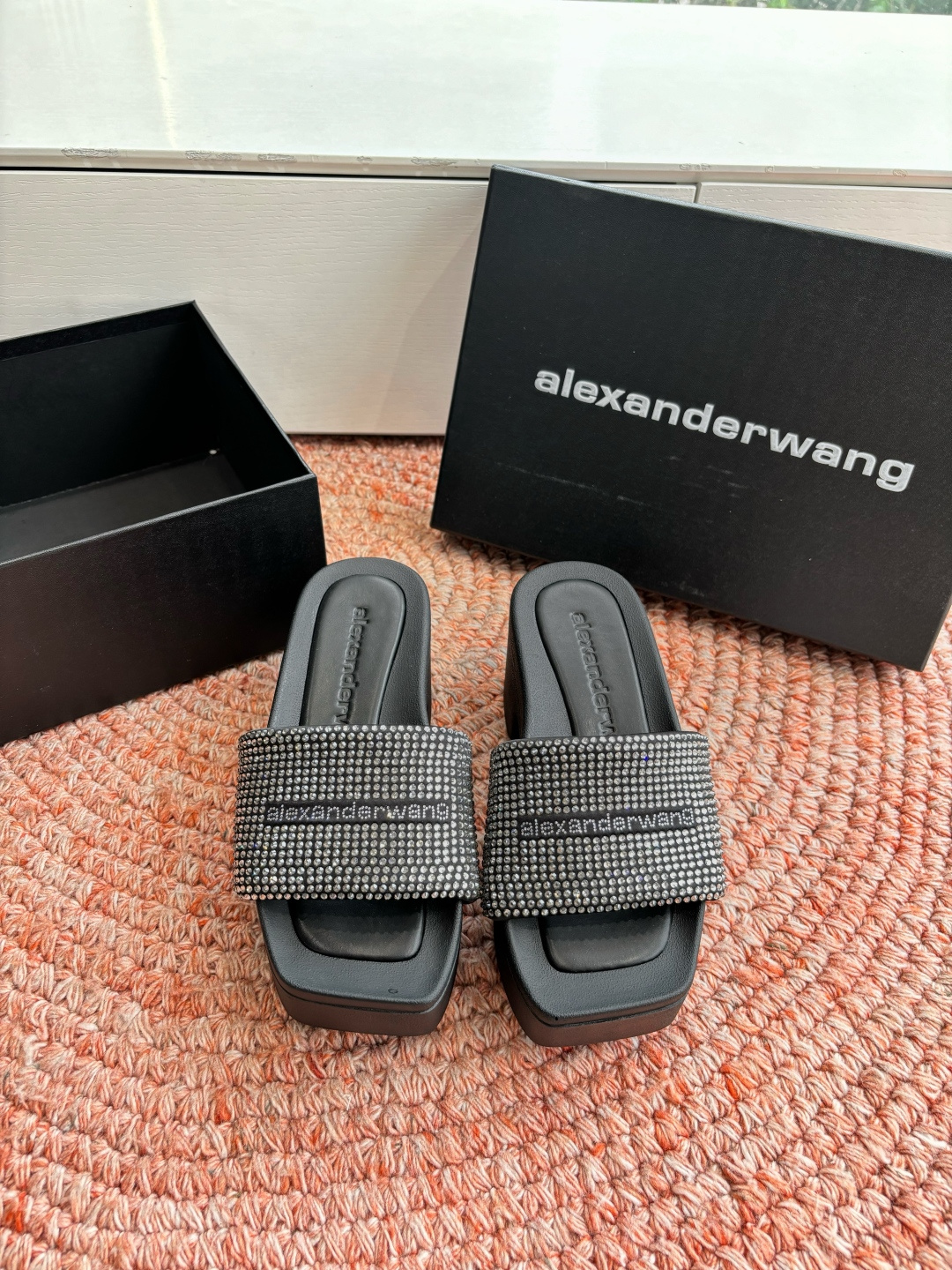 🌾G013顶级品质Alexander Wang aw carter亚历山大王 烫钻 拖鞋Jennie 大