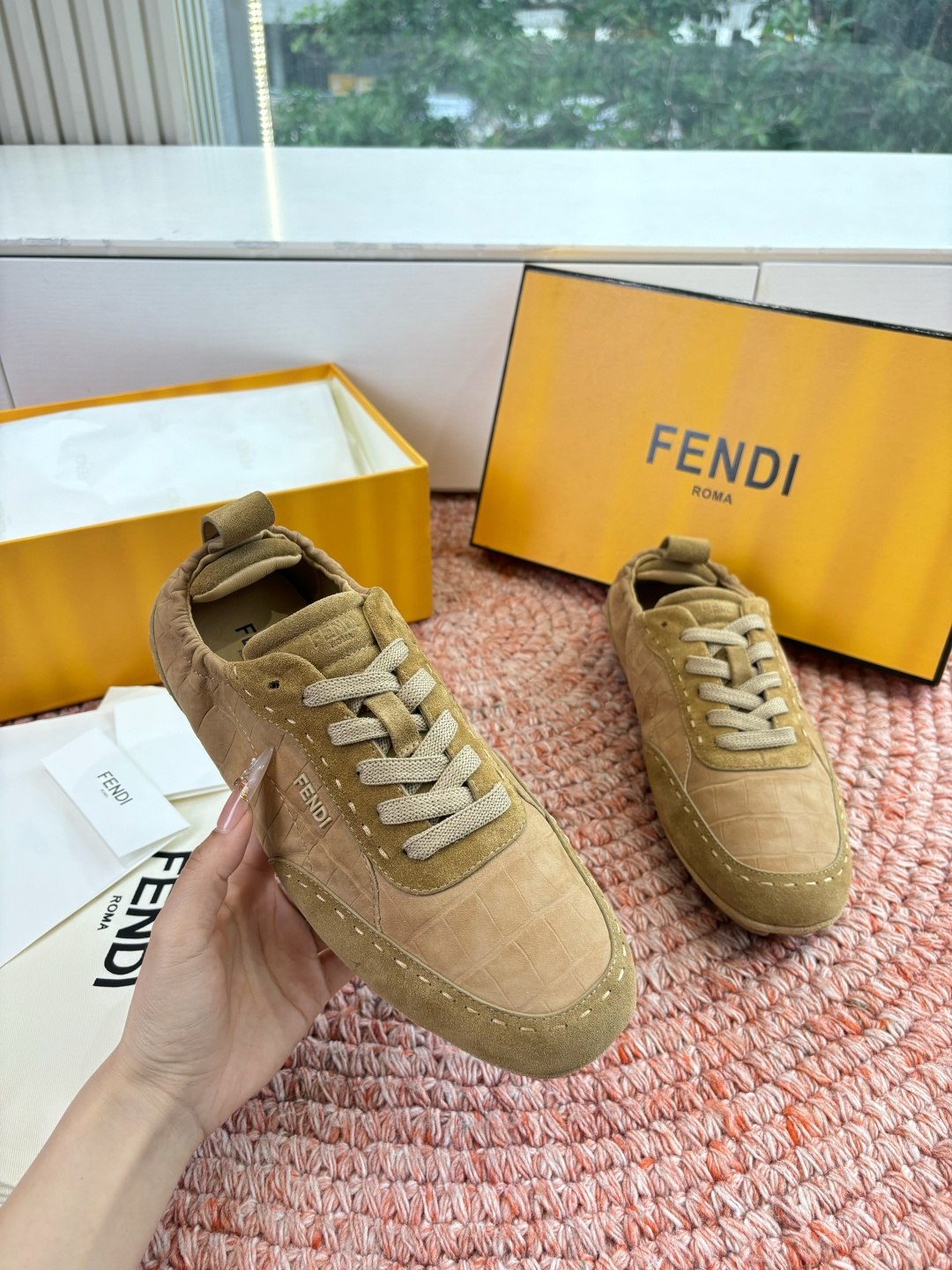 🌾G036Fendi芬迪 最新Fit系列 系带 松紧 芭蕾舞鞋 休闲鞋‼️ FENDI Fit系带低帮鞋