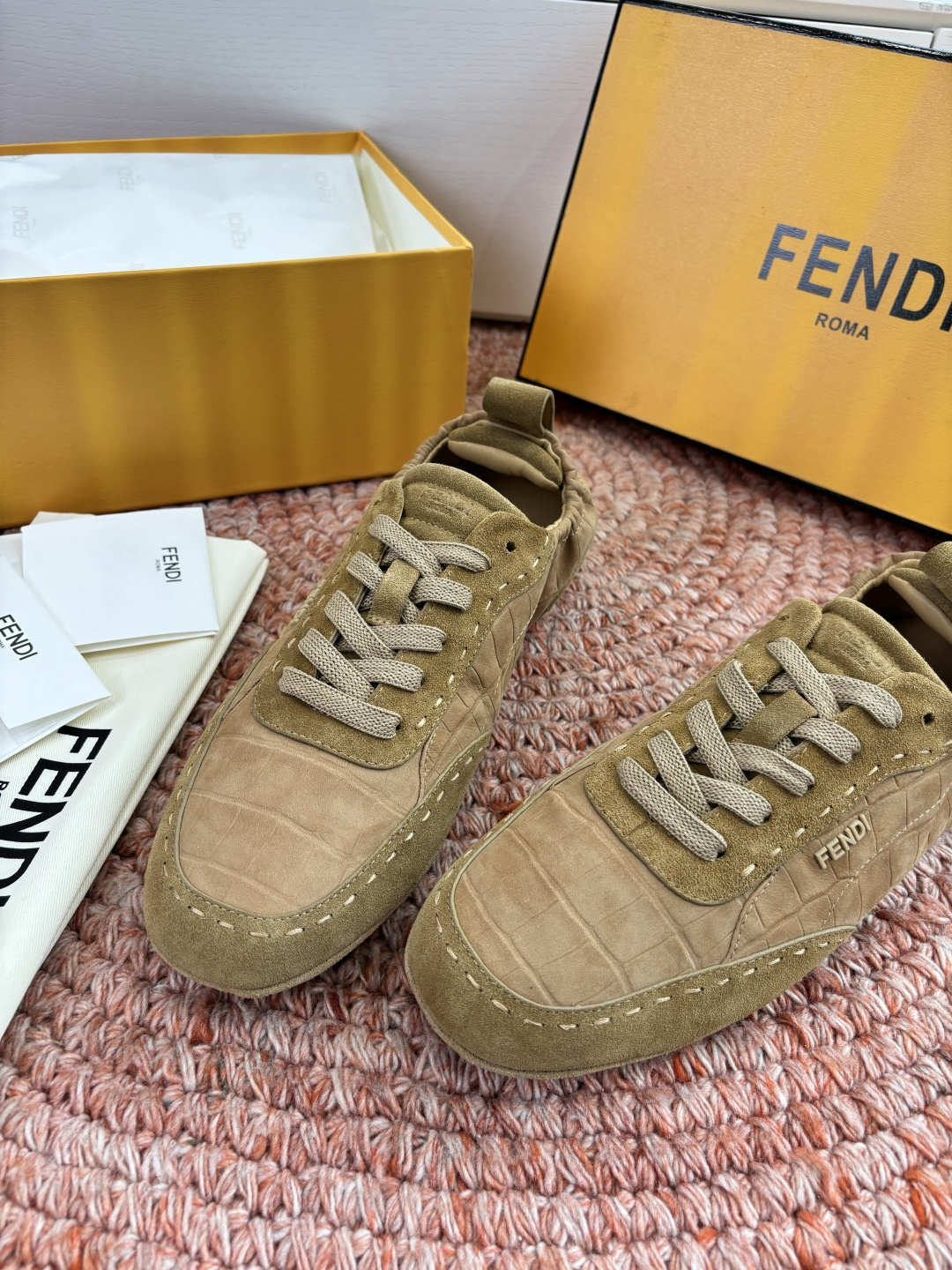🌾G036Fendi芬迪 最新Fit系列 系带 松紧 芭蕾舞鞋 休闲鞋‼️ FENDI Fit系带低帮鞋