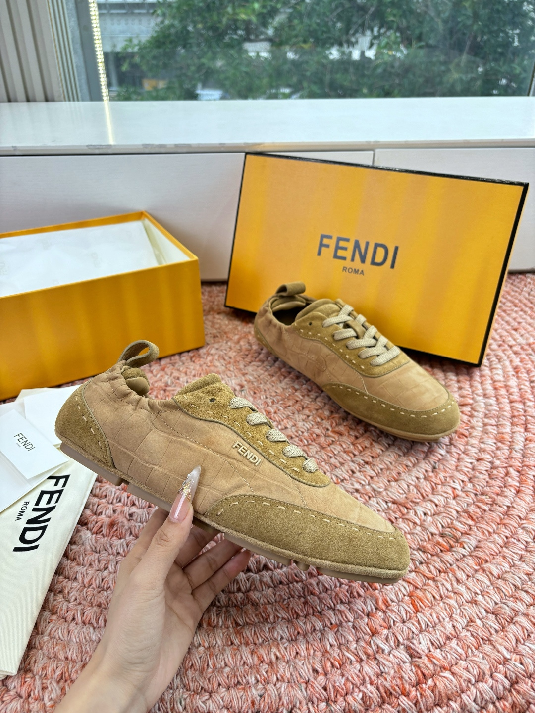 🌾G036Fendi芬迪 最新Fit系列 系带 松紧 芭蕾舞鞋 休闲鞋‼️ FENDI Fit系带低帮鞋