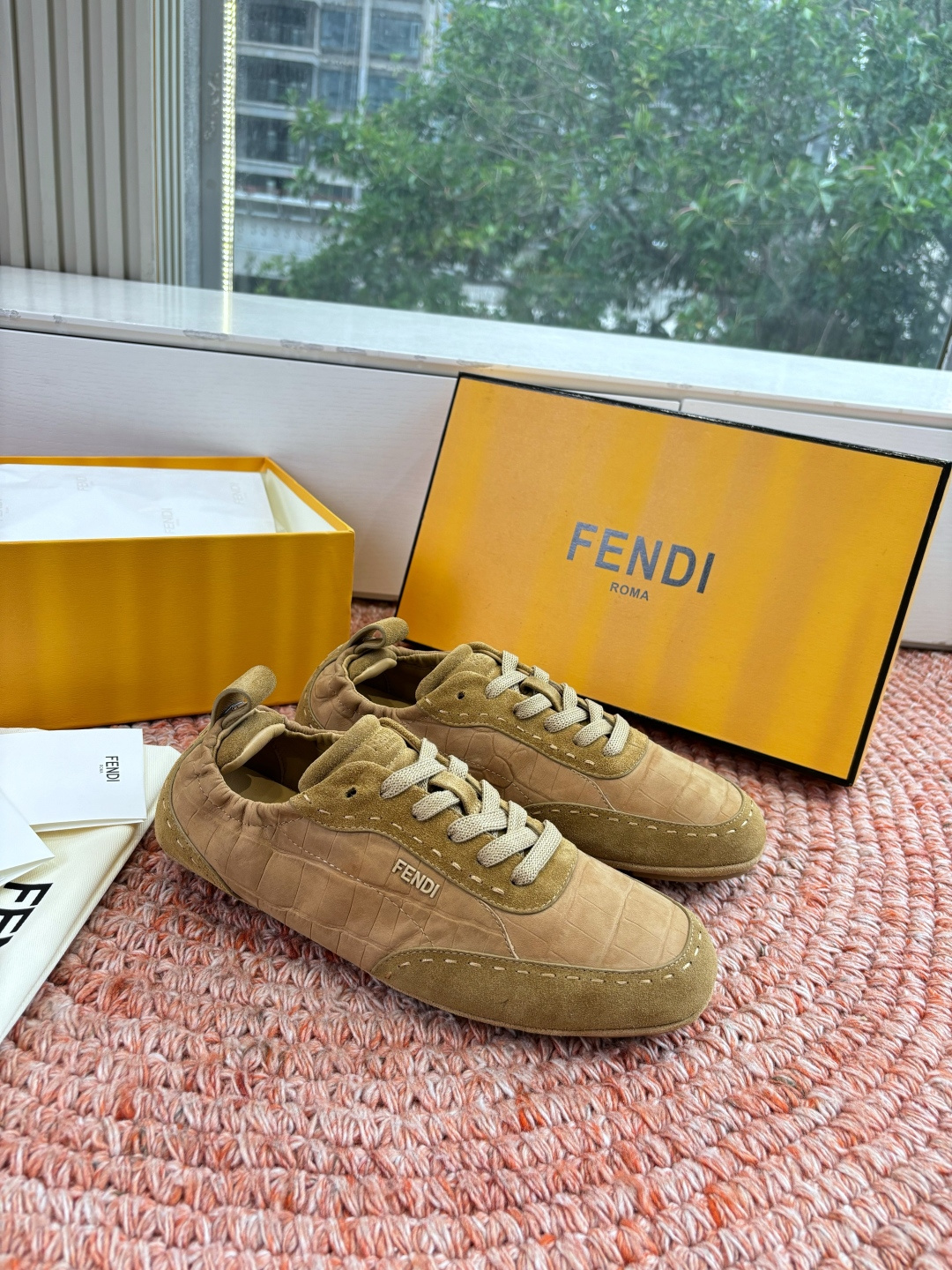 🌾G036Fendi芬迪 最新Fit系列 系带 松紧 芭蕾舞鞋 休闲鞋‼️ FENDI Fit系带低帮鞋
