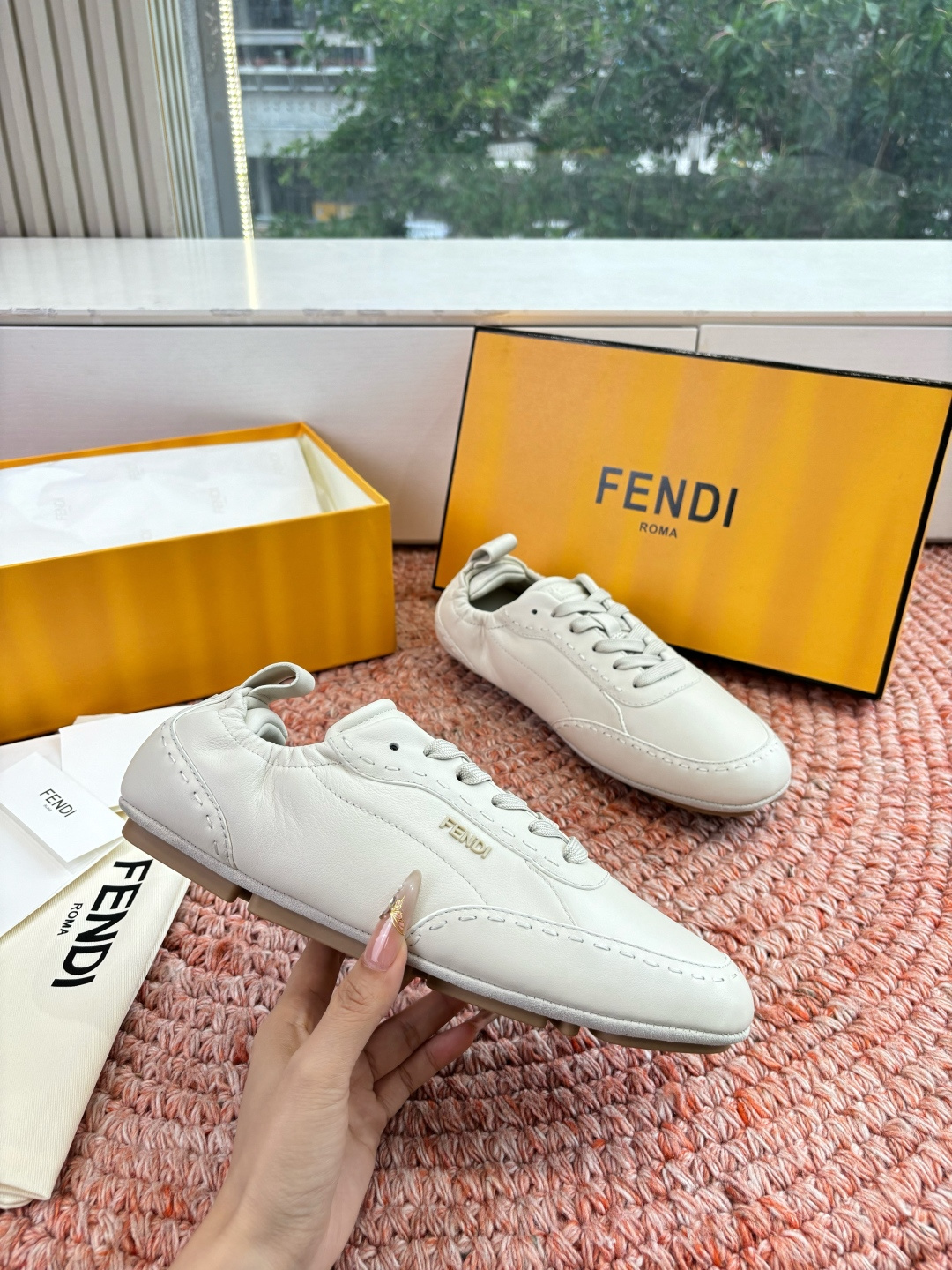 🌾G036Fendi芬迪 最新Fit系列 系带 松紧 芭蕾舞鞋 休闲鞋‼️ FENDI Fit系带低帮鞋