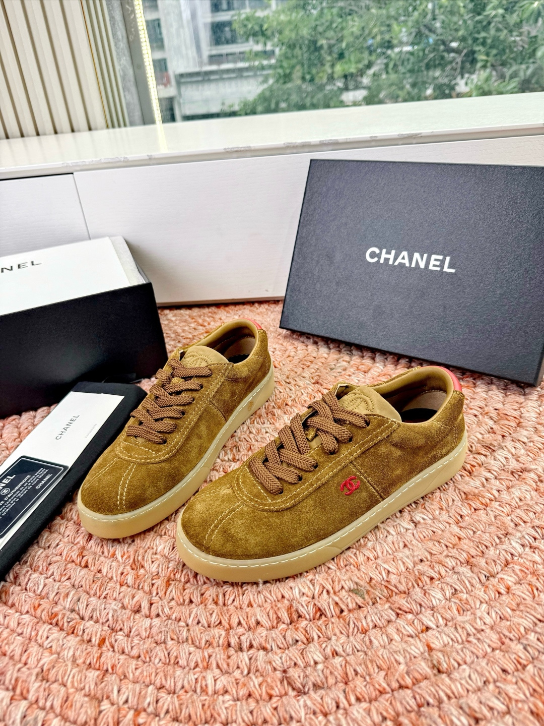 P🌾G059😀所见即所得CHANEL/香奈儿2026新款小香风麂皮圆头熊运动鞋时尚增高鞋休闲鞋面料：进口