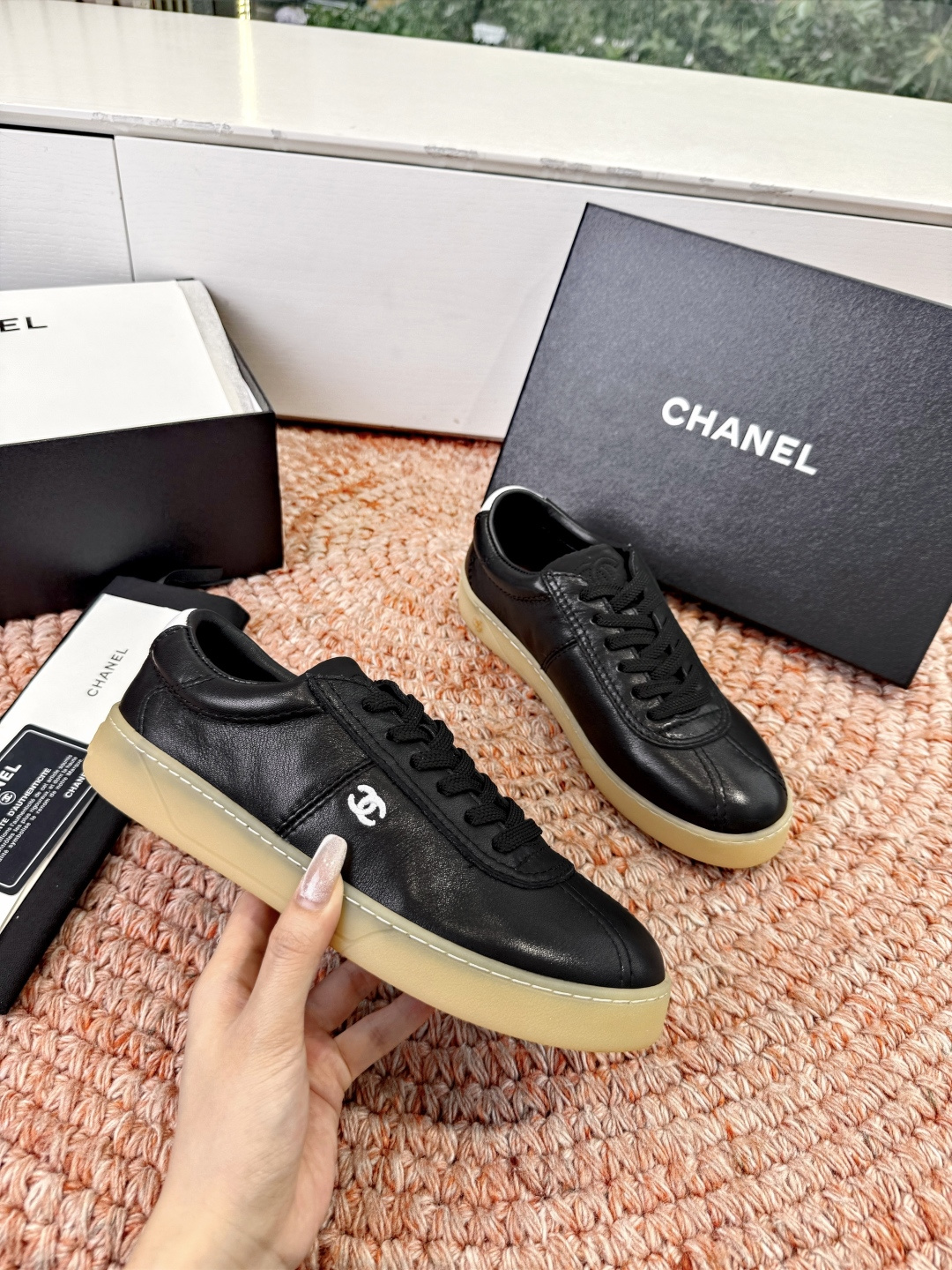 P🌾G059😀所见即所得CHANEL/香奈儿2026新款小香风麂皮圆头熊运动鞋时尚增高鞋休闲鞋面料：进口