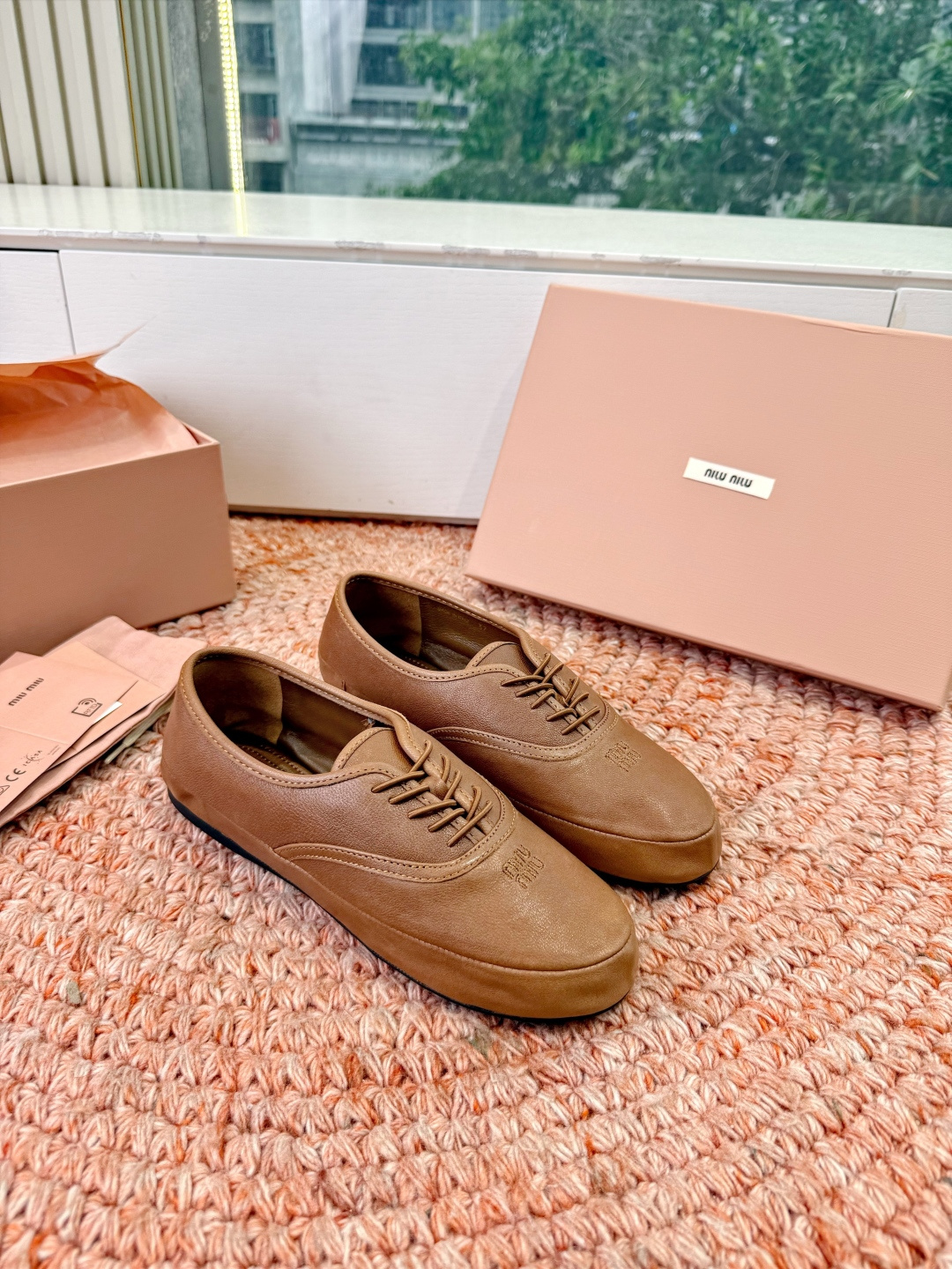 🌾G0286代购级独家上新Miu Miu2026真皮系带玛丽珍乐福鞋Zp开发 手工羊皮平底拖鞋秒杀市面版