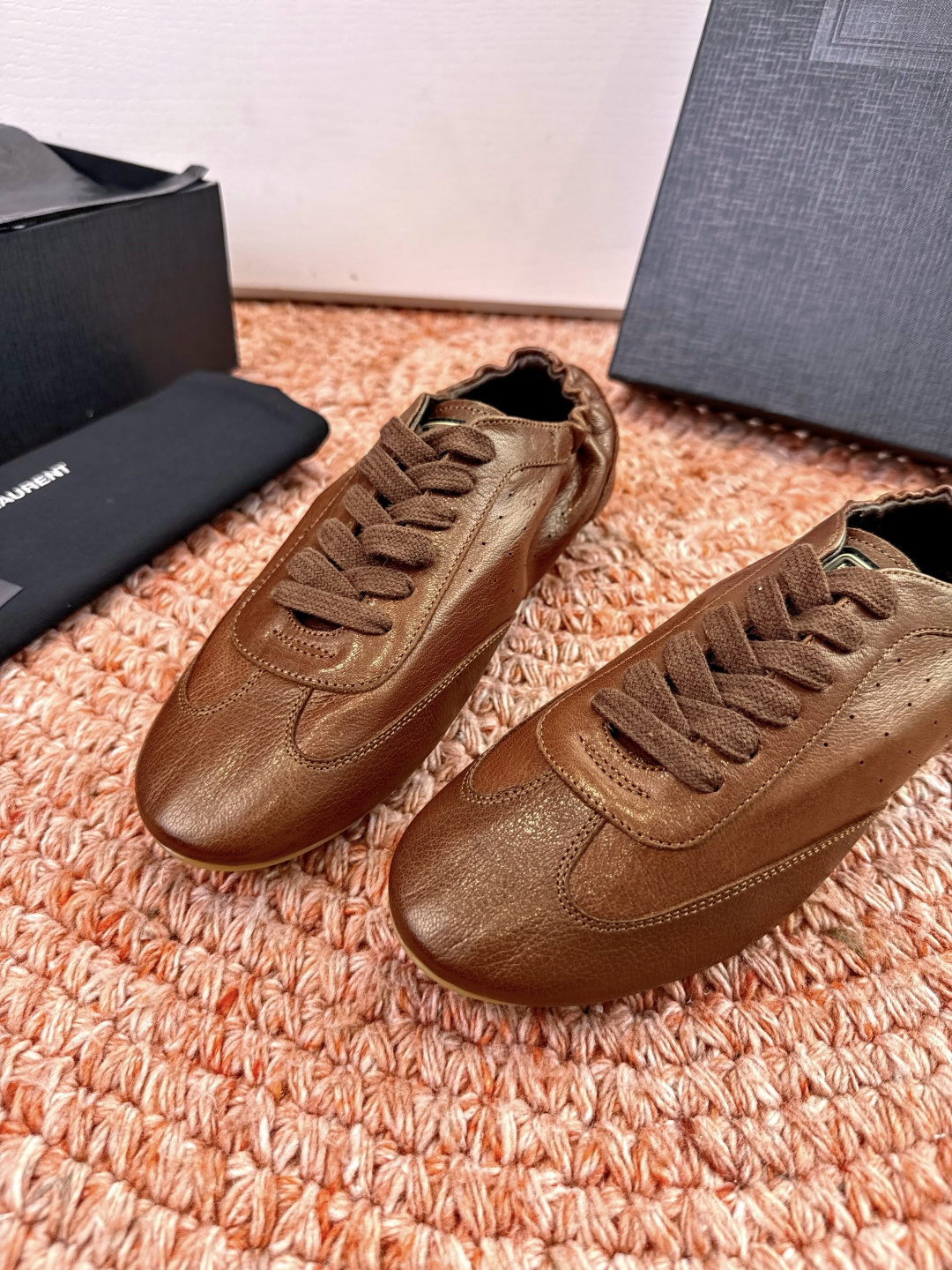 🌾G988Saint Lauren*YSL圣罗兰2026新品YSL小logo两穿踩跟乐福鞋新款系带休闲鞋