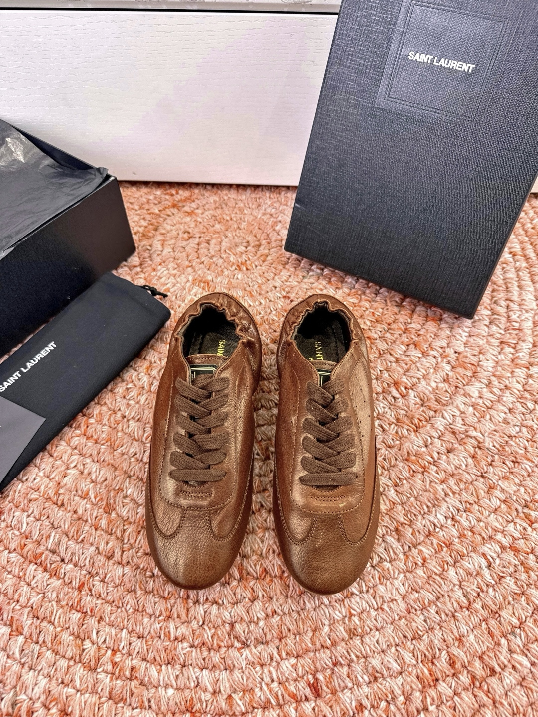 🌾G988Saint Lauren*YSL圣罗兰2026新品YSL小logo两穿踩跟乐福鞋新款系带休闲鞋