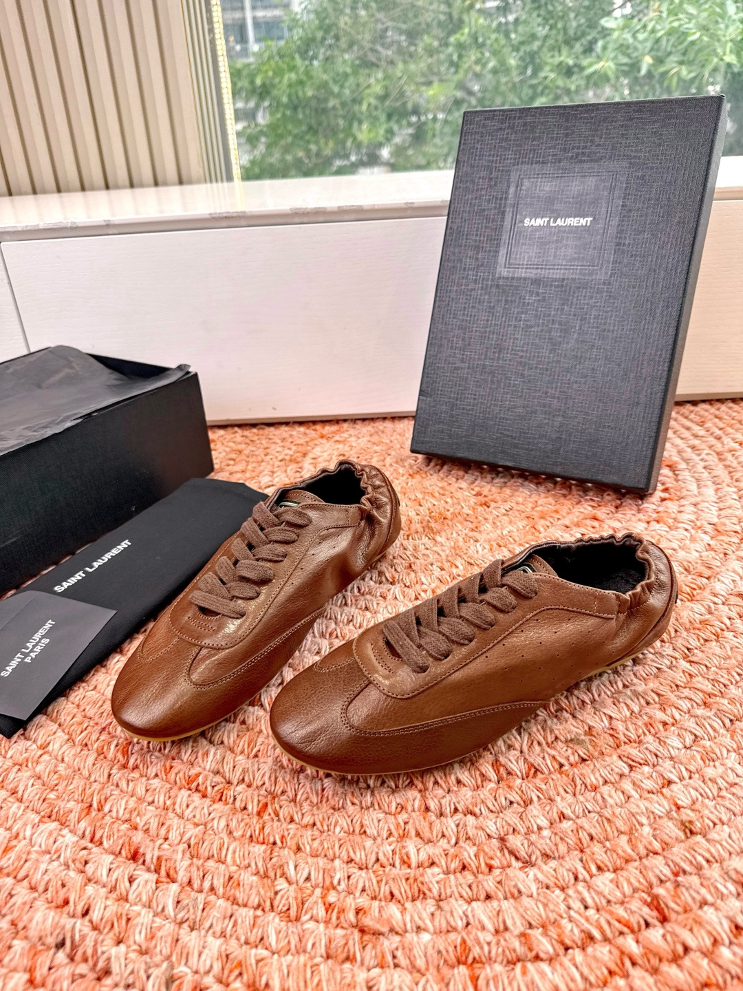 🌾G988Saint Lauren*YSL圣罗兰2026新品YSL小logo两穿踩跟乐福鞋新款系带休闲鞋