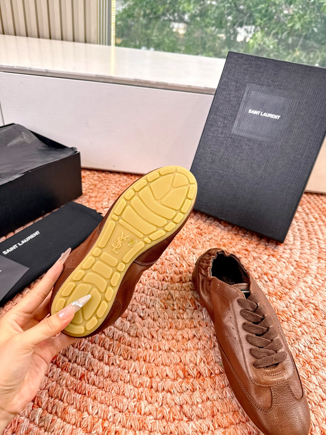 🌾G988Saint Lauren*YSL圣罗兰2026新品YSL小logo两穿踩跟乐福鞋新款系带休闲鞋