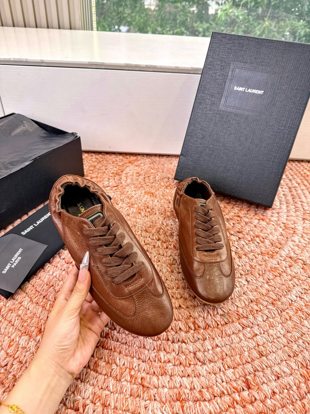 🌾G988Saint Lauren*YSL圣罗兰2026新品YSL小logo两穿踩跟乐福鞋新款系带休闲鞋