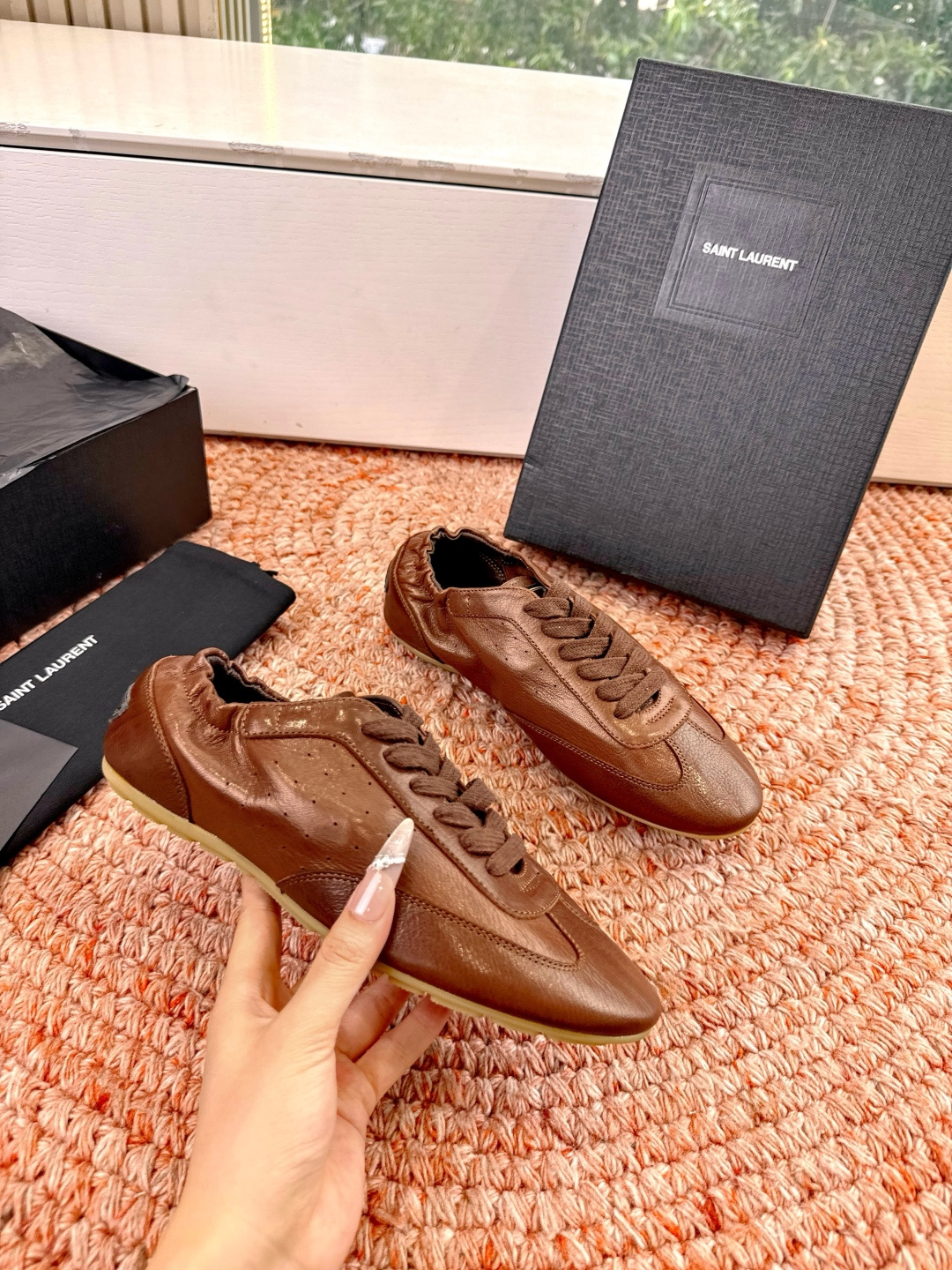 🌾G988Saint Lauren*YSL圣罗兰2026新品YSL小logo两穿踩跟乐福鞋新款系带休闲鞋