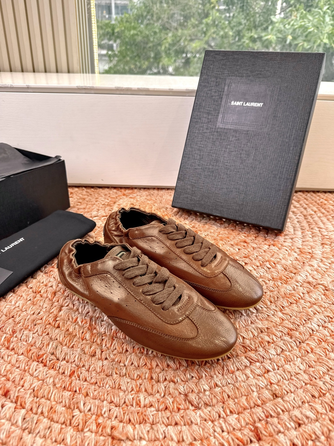 🌾G988Saint Lauren*YSL圣罗兰2026新品YSL小logo两穿踩跟乐福鞋新款系带休闲鞋