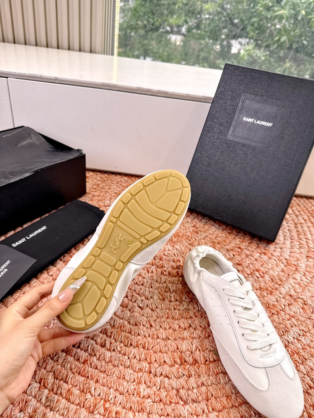 🌾G988Saint Lauren*YSL圣罗兰2026新品YSL小logo两穿踩跟乐福鞋新款系带休闲鞋