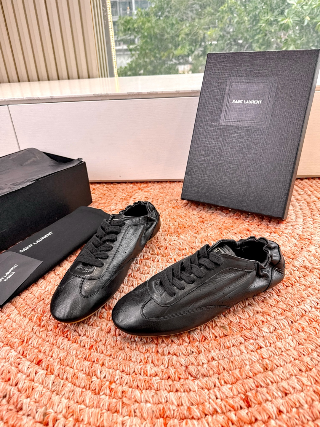 🌾G988Saint Lauren*YSL圣罗兰2026新品YSL小logo两穿踩跟乐福鞋新款系带休闲鞋