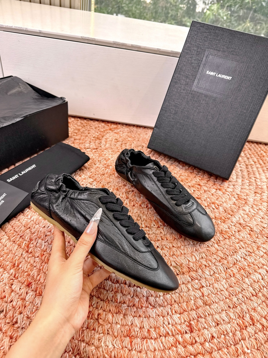 🌾G988Saint Lauren*YSL圣罗兰2026新品YSL小logo两穿踩跟乐福鞋新款系带休闲鞋