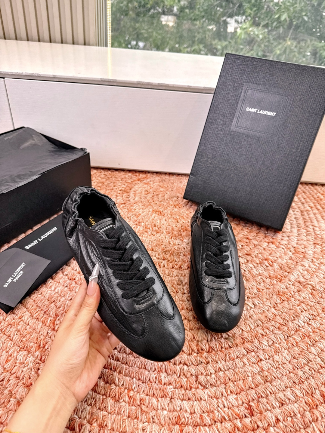 🌾G988Saint Lauren*YSL圣罗兰2026新品YSL小logo两穿踩跟乐福鞋新款系带休闲鞋