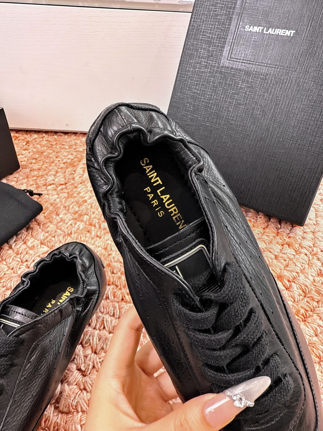 🌾G988Saint Lauren*YSL圣罗兰2026新品YSL小logo两穿踩跟乐福鞋新款系带休闲鞋