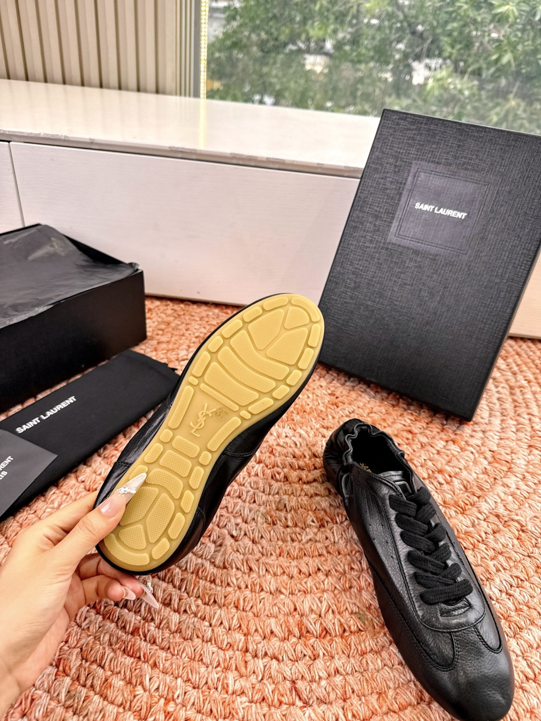 🌾G988Saint Lauren*YSL圣罗兰2026新品YSL小logo两穿踩跟乐福鞋新款系带休闲鞋