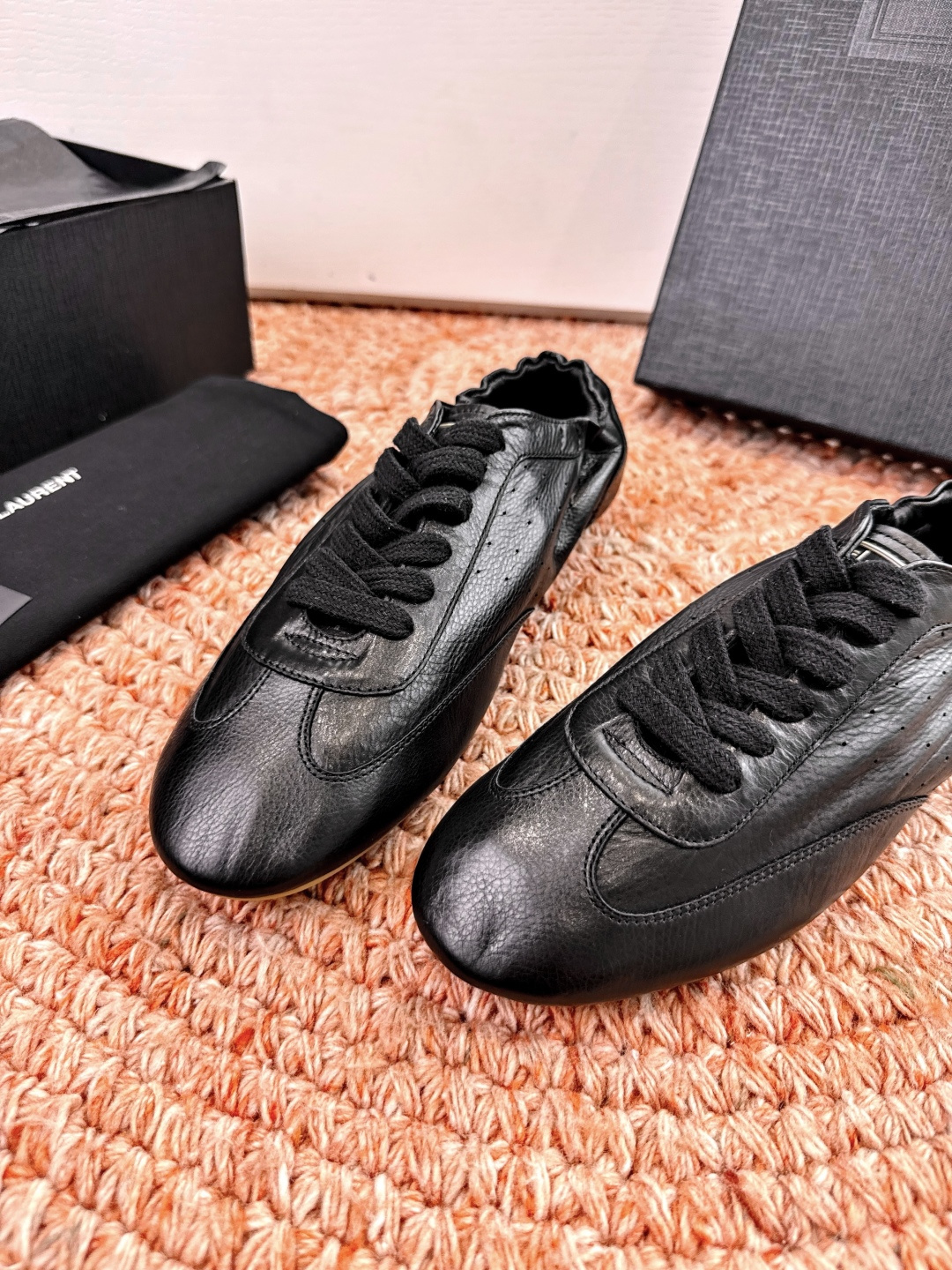 🌾G988Saint Lauren*YSL圣罗兰2026新品YSL小logo两穿踩跟乐福鞋新款系带休闲鞋