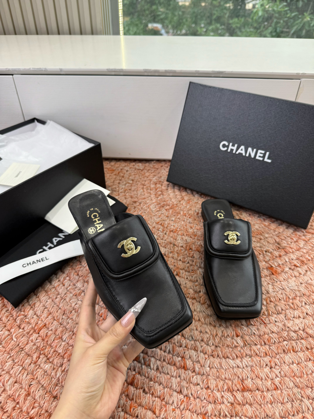 🌾G689😀CHANE*｜小香2026走秀款双C锁扣单鞋凉鞋包头玛丽珍乐福鞋单鞋大方头平底当巴黎大皇宫的