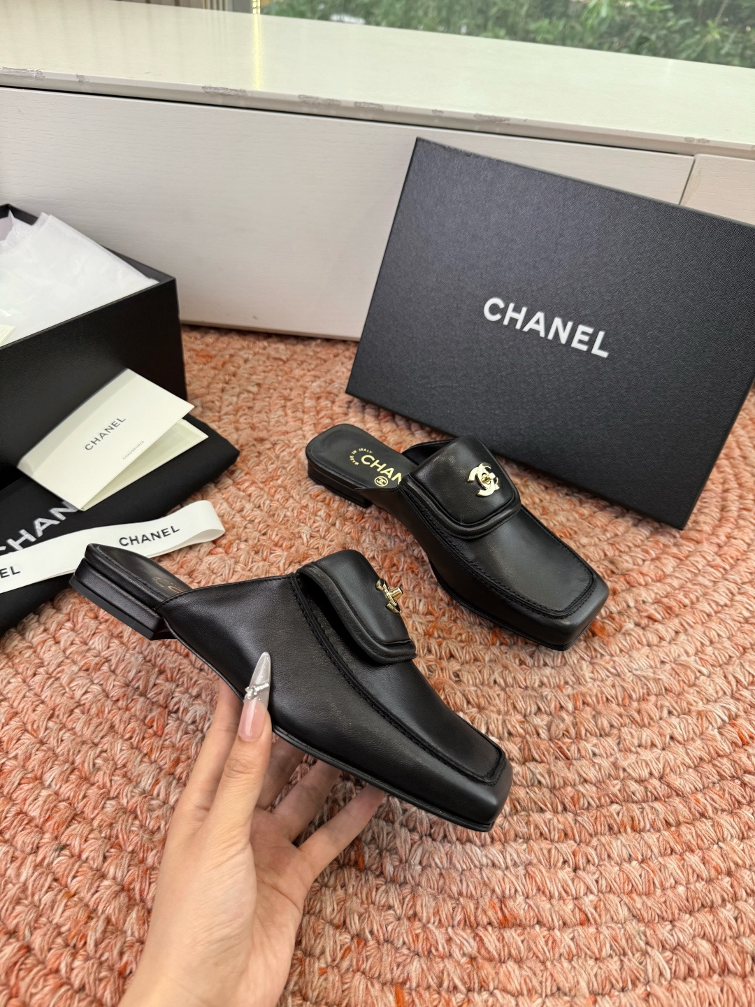 🌾G689😀CHANE*｜小香2026走秀款双C锁扣单鞋凉鞋包头玛丽珍乐福鞋单鞋大方头平底当巴黎大皇宫的