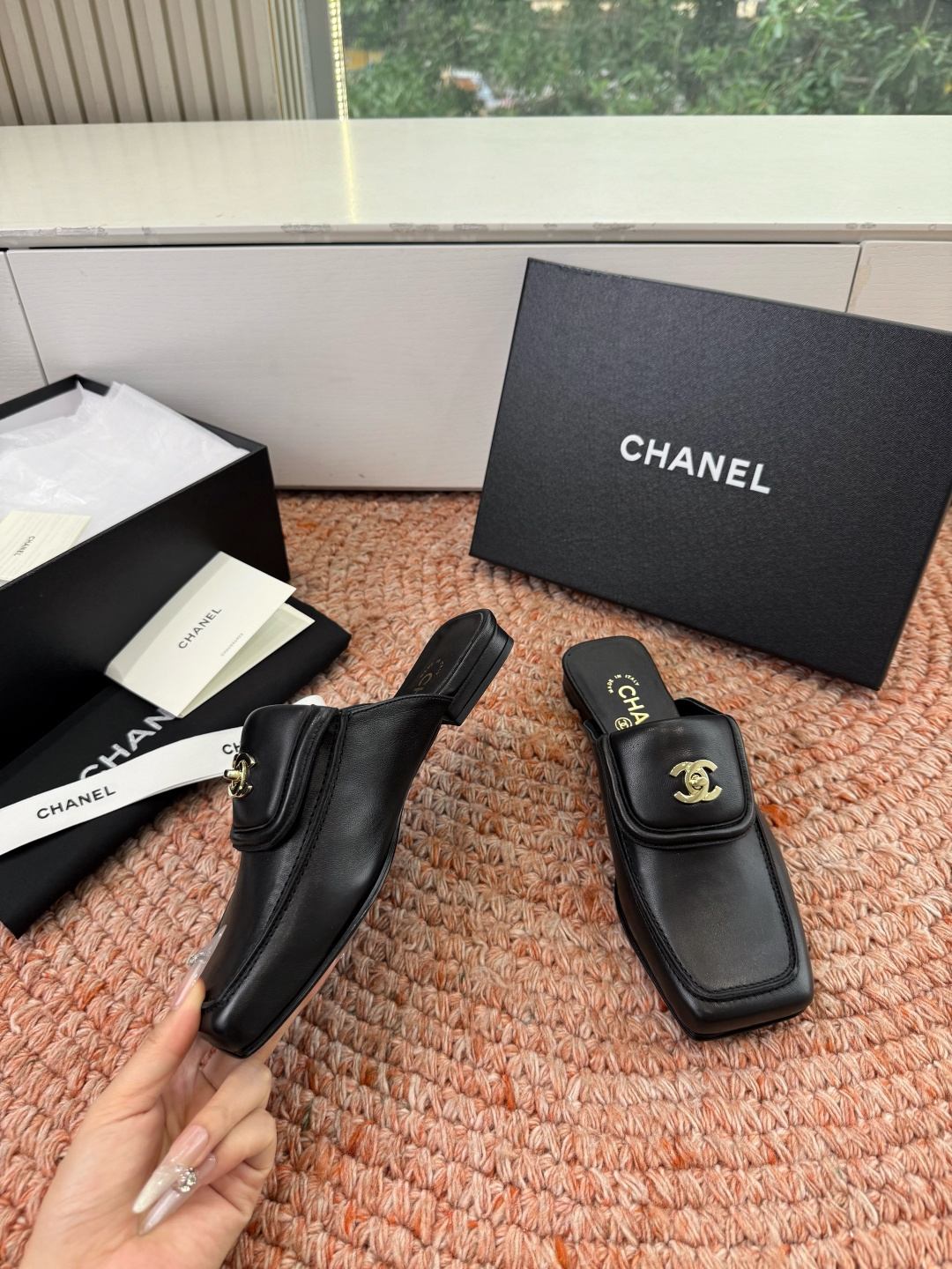 🌾G689😀CHANE*｜小香2026走秀款双C锁扣单鞋凉鞋包头玛丽珍乐福鞋单鞋大方头平底当巴黎大皇宫的