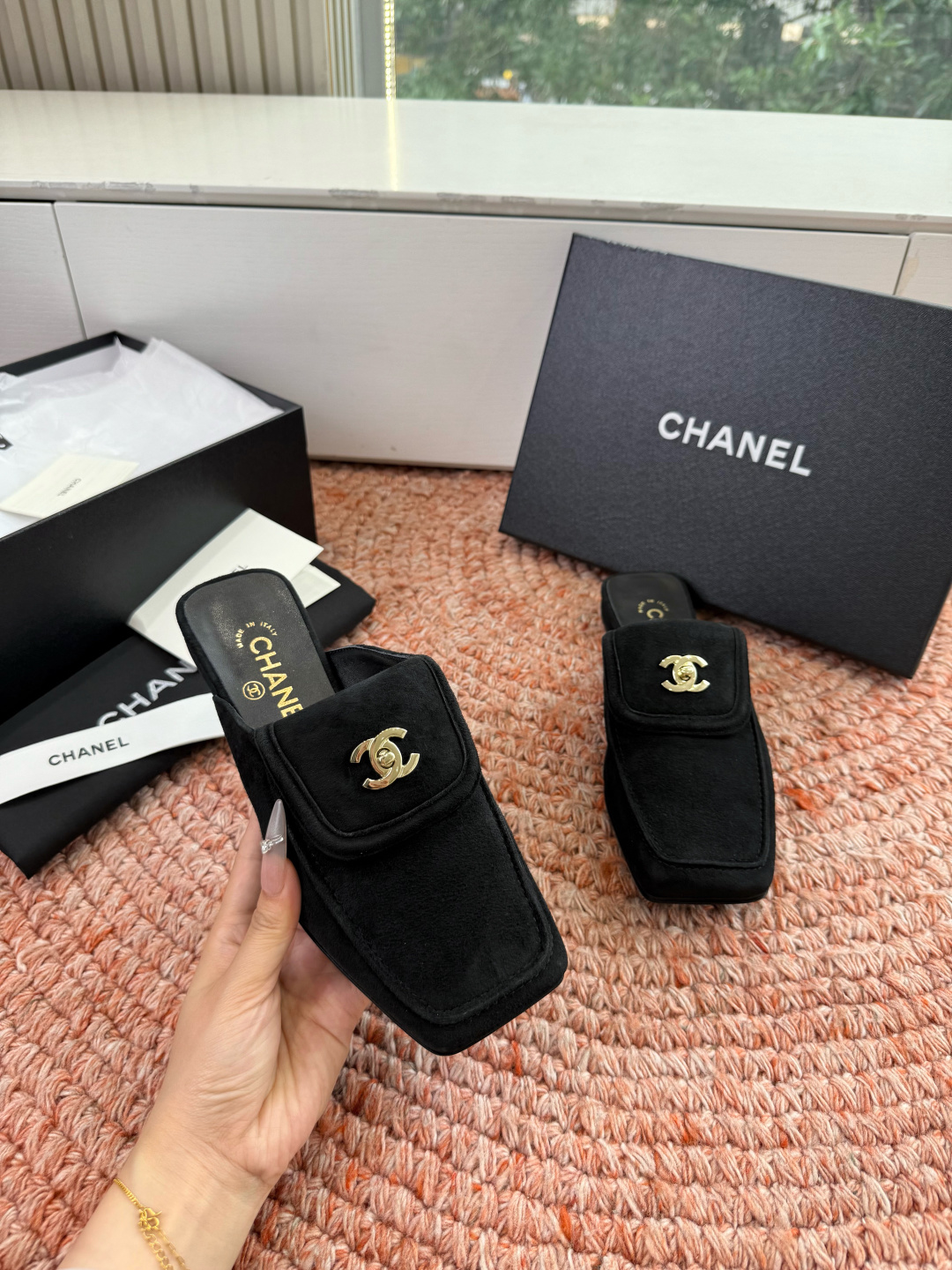 🌾G689😀CHANE*｜小香2026走秀款双C锁扣单鞋凉鞋包头玛丽珍乐福鞋单鞋大方头平底当巴黎大皇宫的